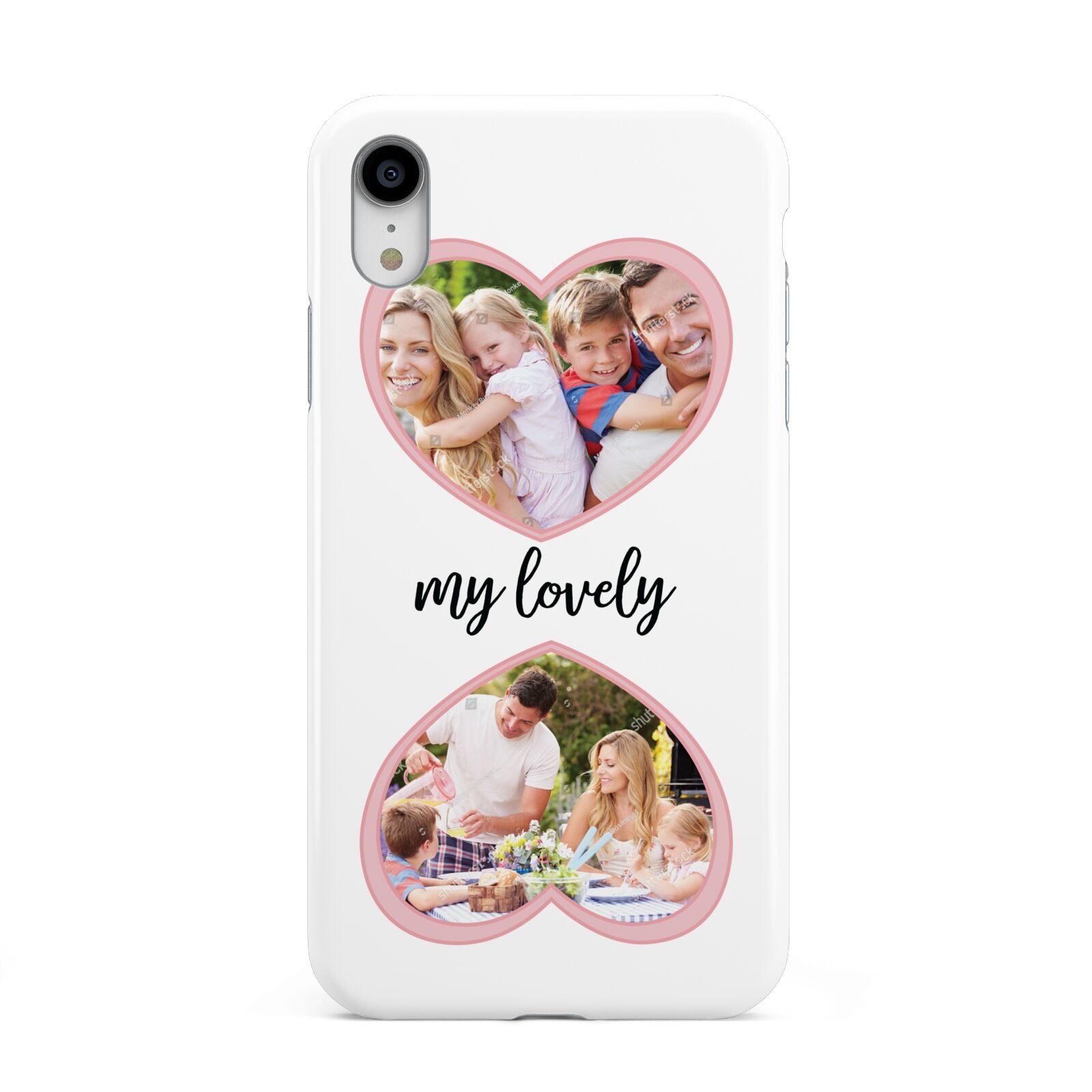 Personalised Multi Photo Hearts Apple iPhone XR White 3D Tough Case