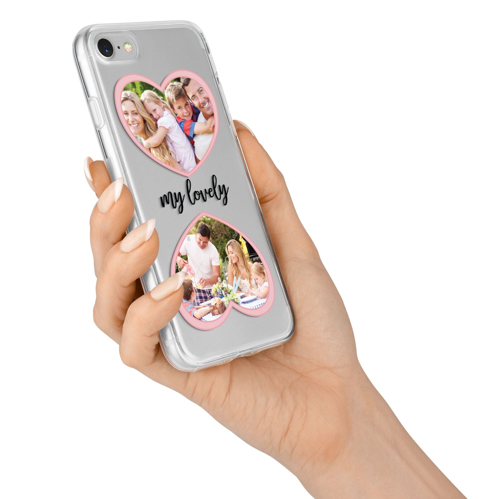 Personalised Multi Photo Hearts iPhone 7 Bumper Case on Silver iPhone Alternative Image