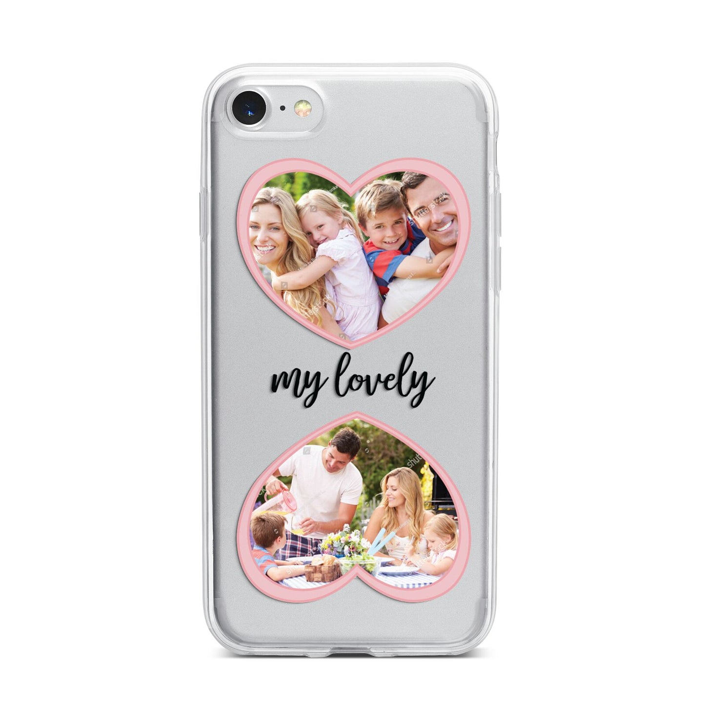 Personalised Multi Photo Hearts iPhone 7 Bumper Case on Silver iPhone