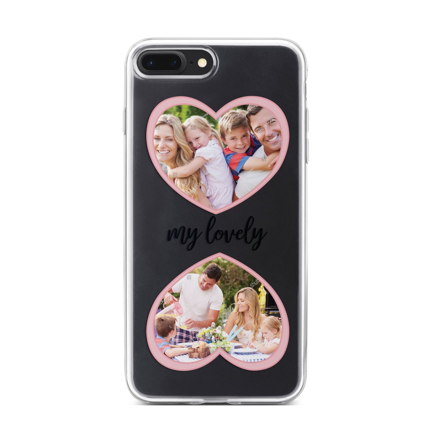 Personalised Multi Photo Hearts iPhone 7 Plus Bumper Case on Black iPhone