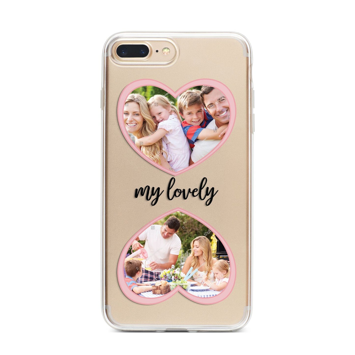 Personalised Multi Photo Hearts iPhone 7 Plus Bumper Case on Gold iPhone