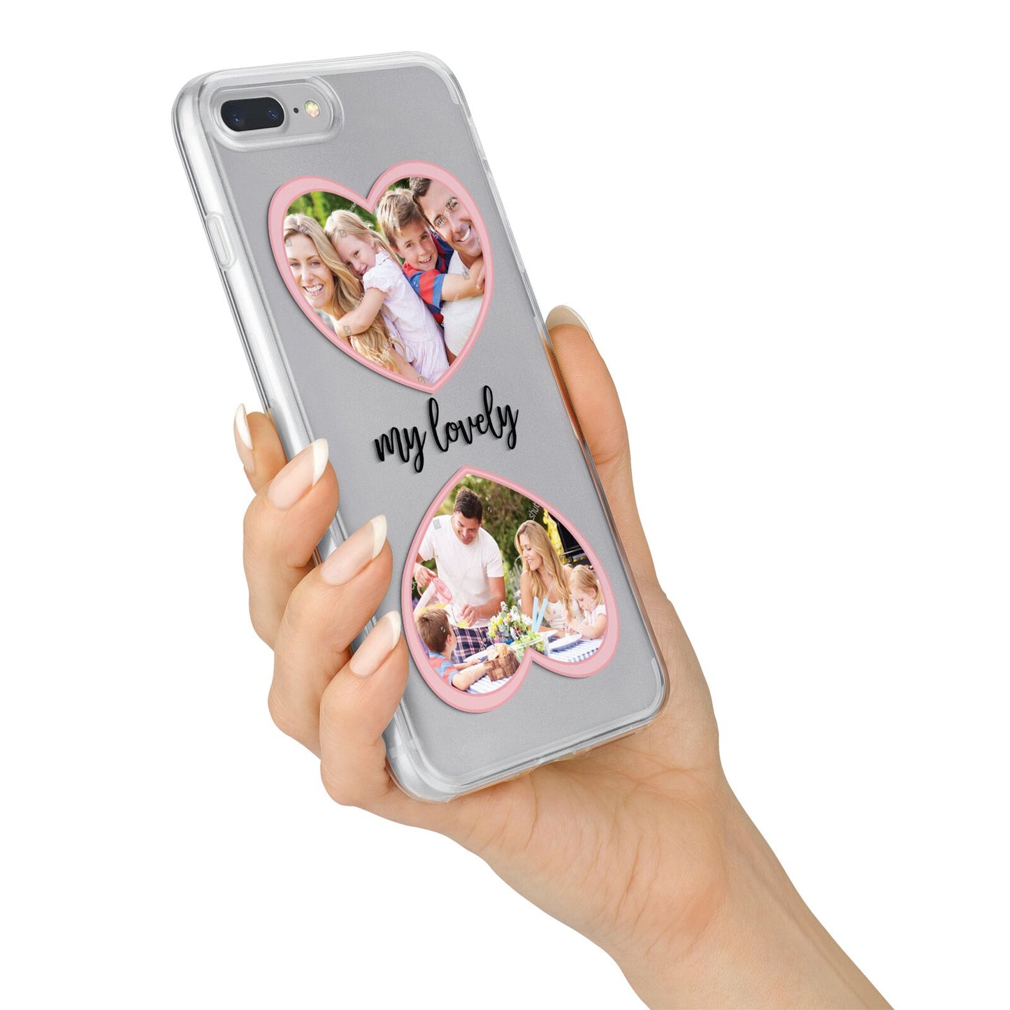 Personalised Multi Photo Hearts iPhone 7 Plus Bumper Case on Silver iPhone Alternative Image