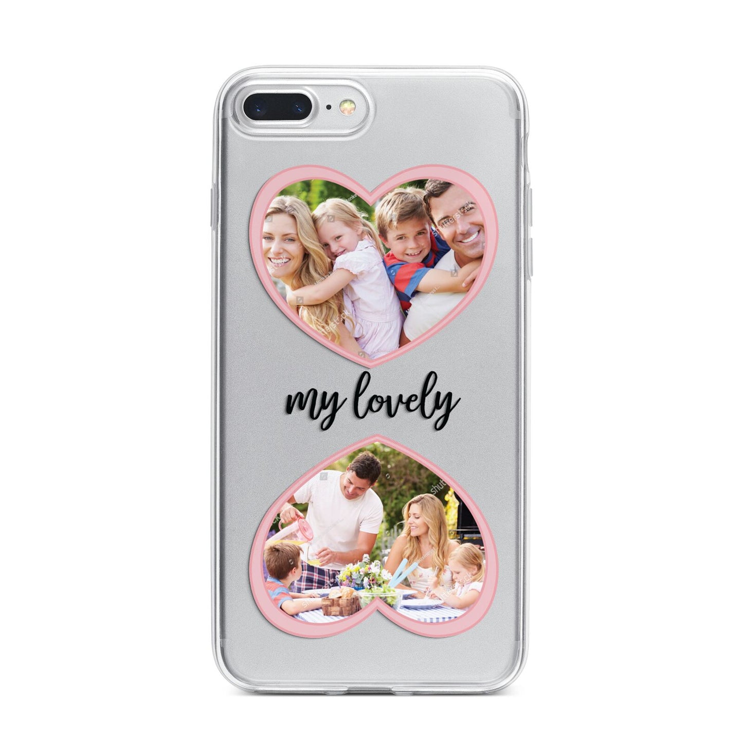 Personalised Multi Photo Hearts iPhone 7 Plus Bumper Case on Silver iPhone