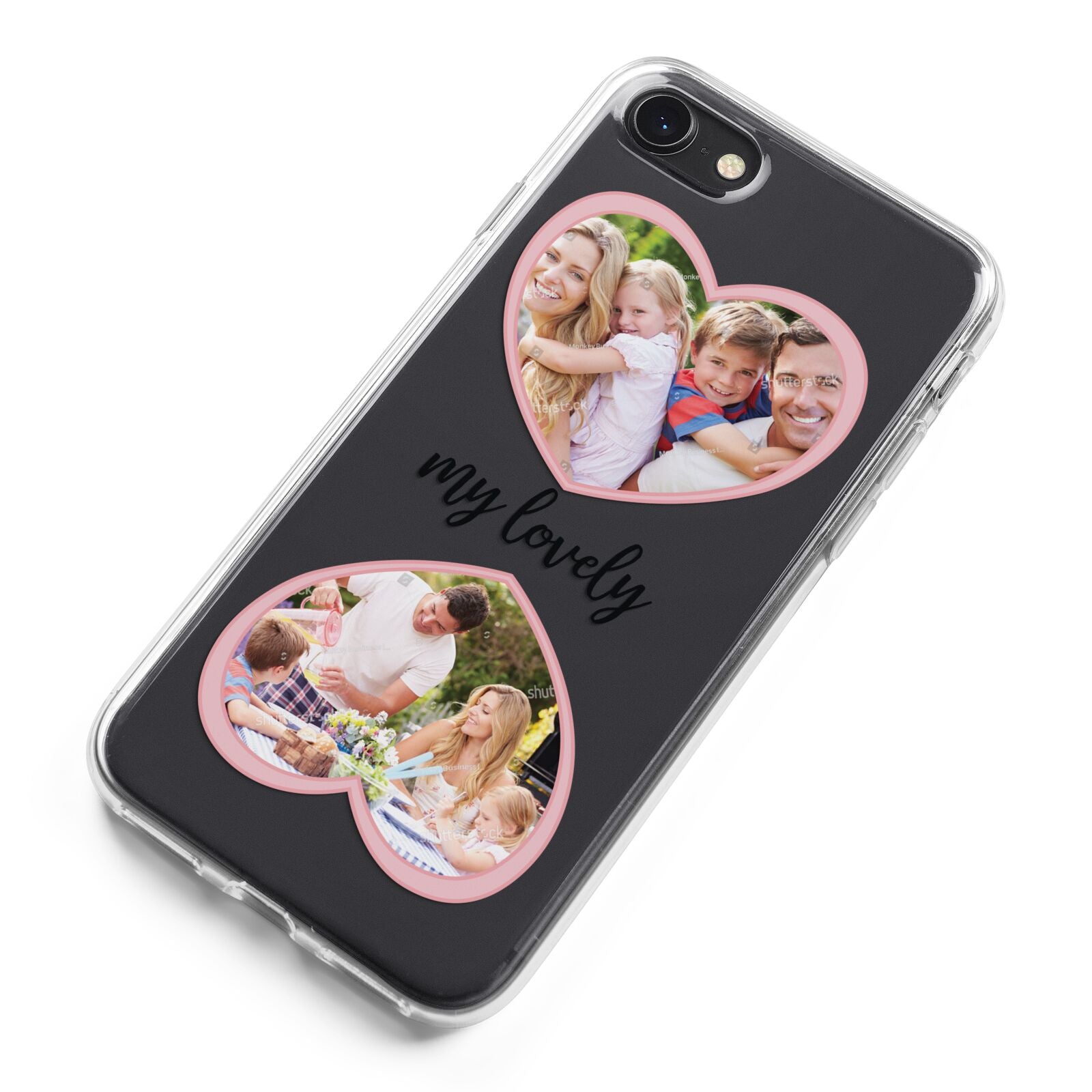 Personalised Multi Photo Hearts iPhone 8 Bumper Case on Black iPhone Alternative Image