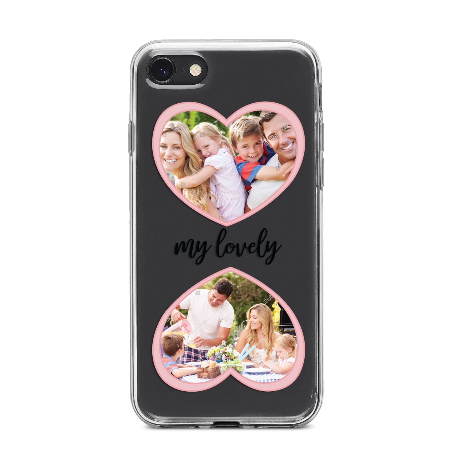 Personalised Multi Photo Hearts iPhone 8 Bumper Case on Black iPhone