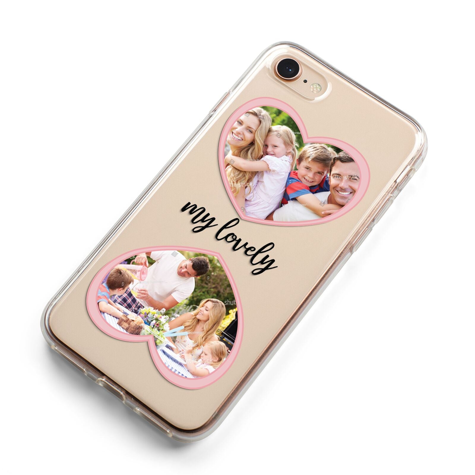 Personalised Multi Photo Hearts iPhone 8 Bumper Case on Rose Gold iPhone Alternative Image