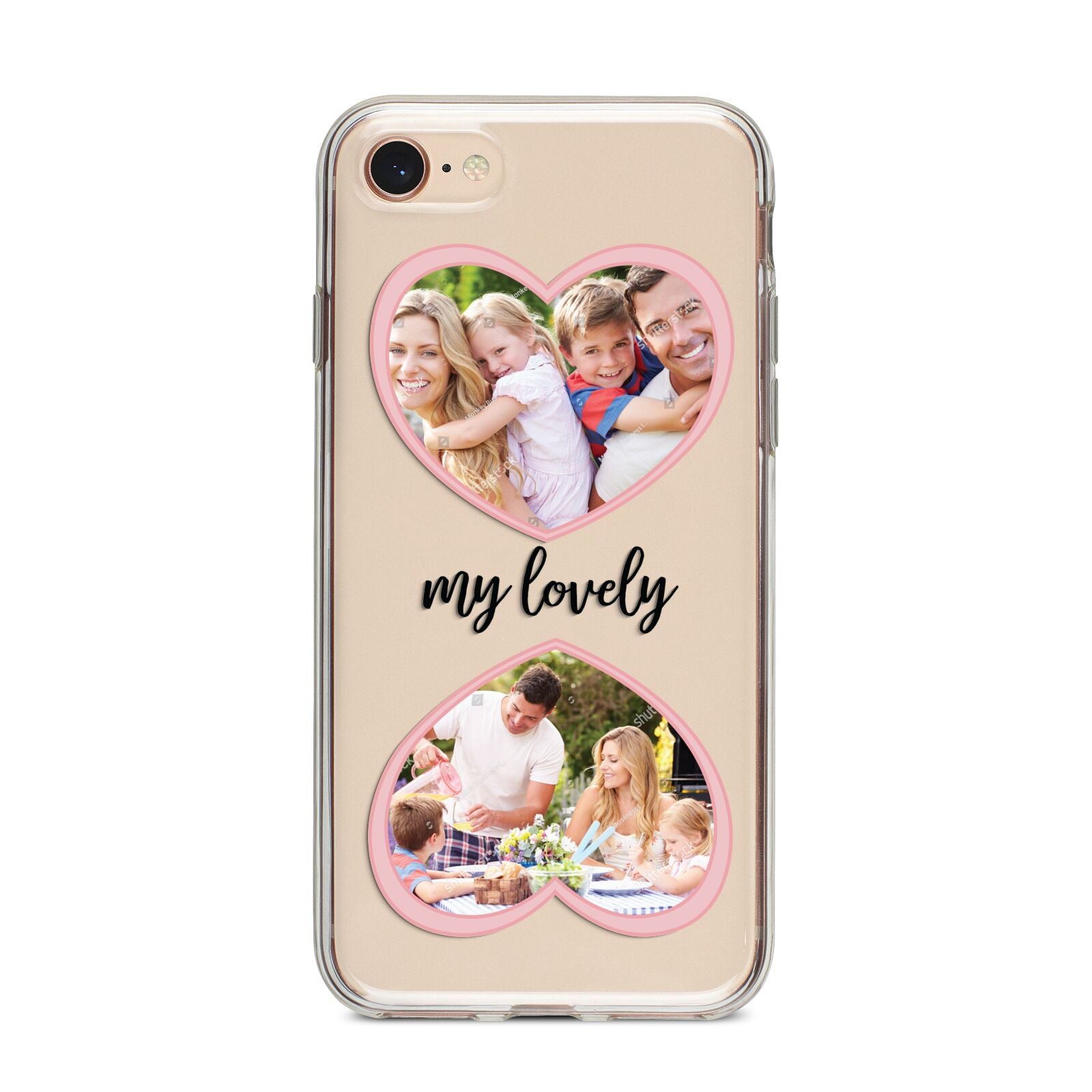 Personalised Multi Photo Hearts iPhone 8 Bumper Case on Rose Gold iPhone