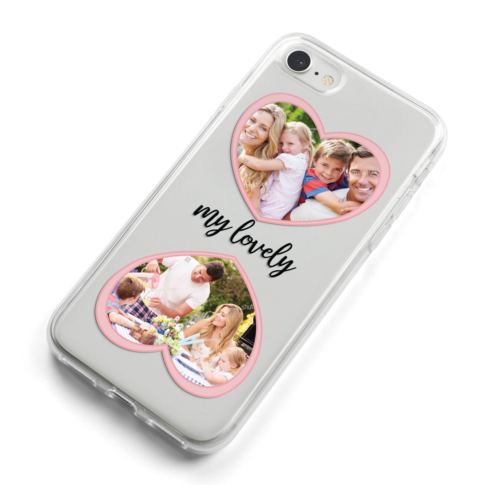 Personalised Multi Photo Hearts iPhone 8 Bumper Case on Silver iPhone Alternative Image