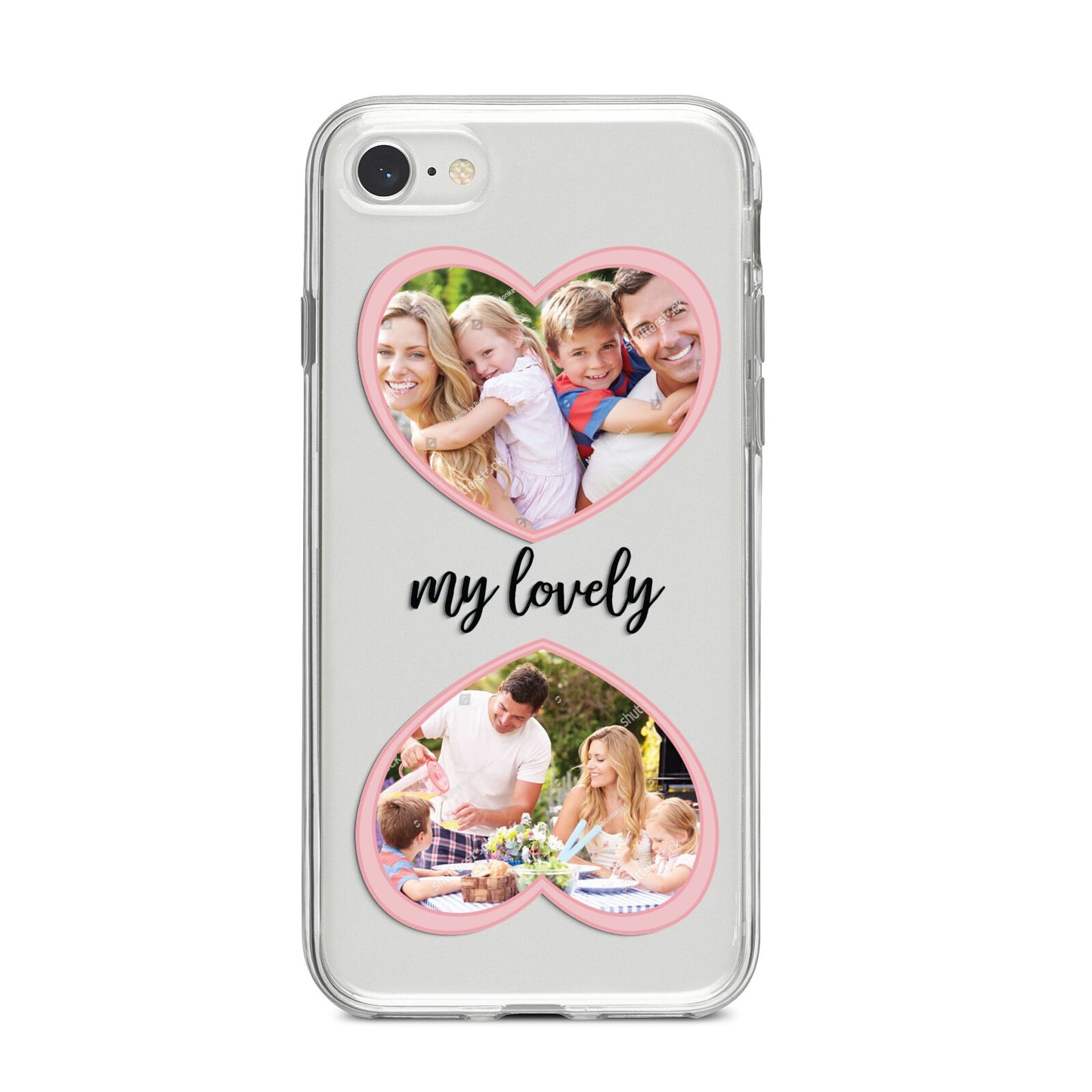 Personalised Multi Photo Hearts iPhone 8 Bumper Case on Silver iPhone