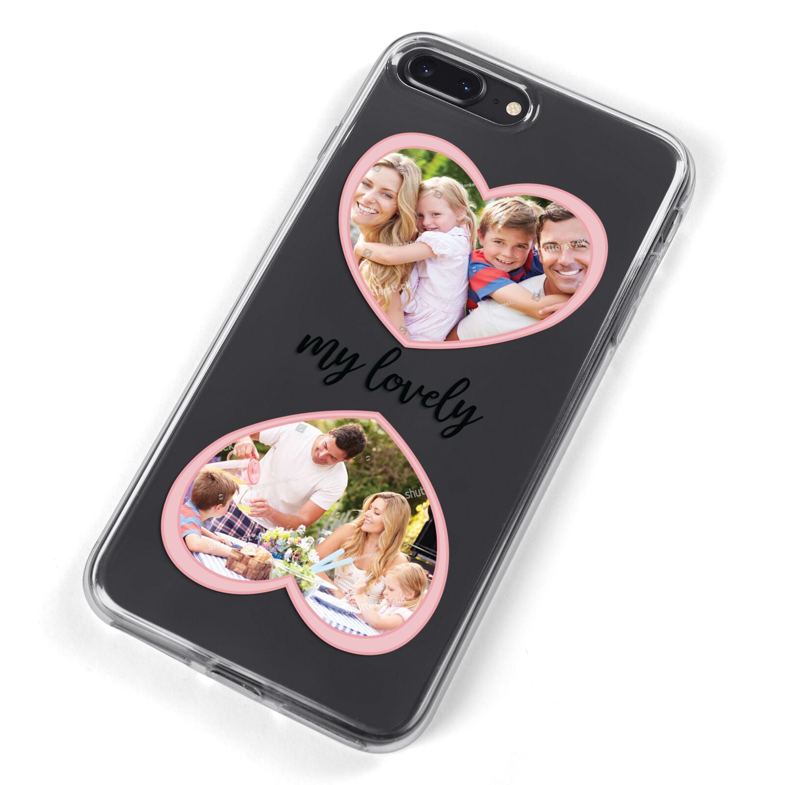 Personalised Multi Photo Hearts iPhone 8 Plus Bumper Case on Black iPhone Alternative Image