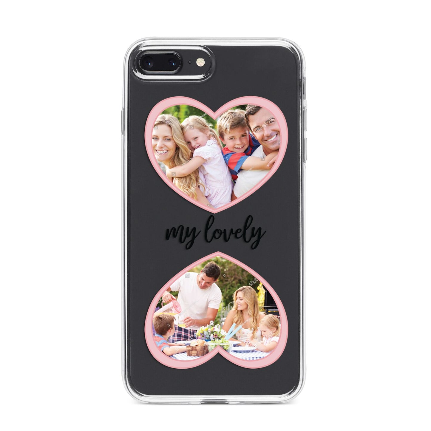 Personalised Multi Photo Hearts iPhone 8 Plus Bumper Case on Black iPhone