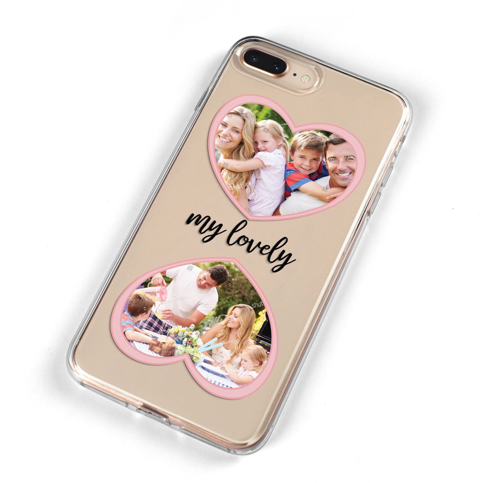 Personalised Multi Photo Hearts iPhone 8 Plus Bumper Case on Gold iPhone Alternative Image