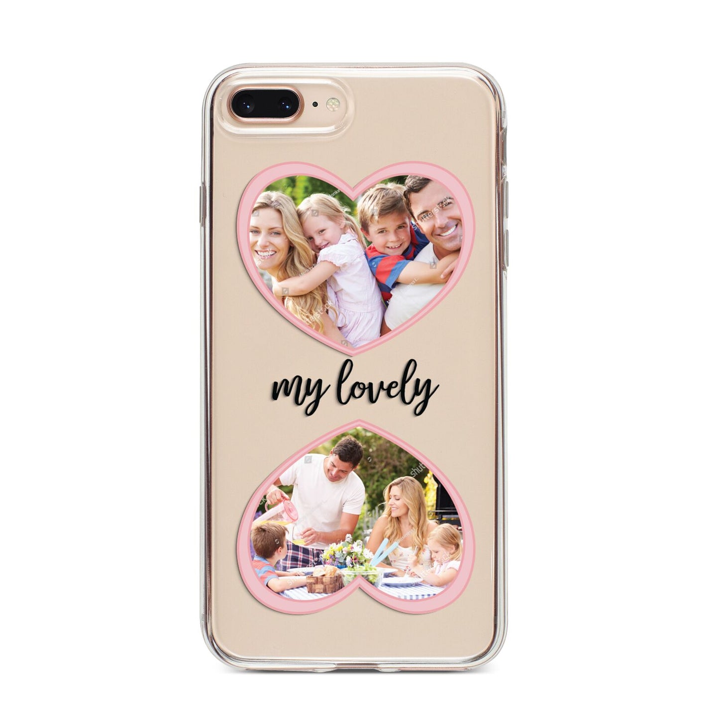 Personalised Multi Photo Hearts iPhone 8 Plus Bumper Case on Gold iPhone