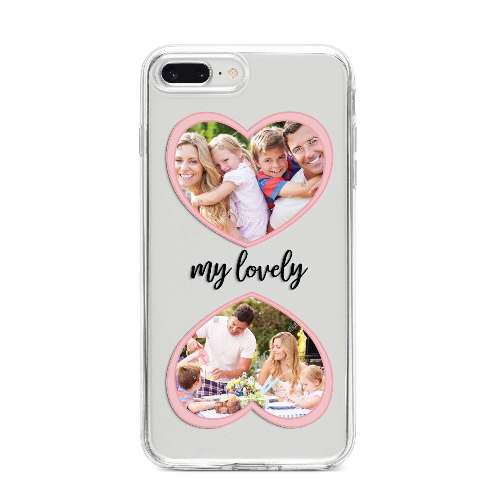 Personalised Multi Photo Hearts iPhone 8 Plus Bumper Case on Silver iPhone