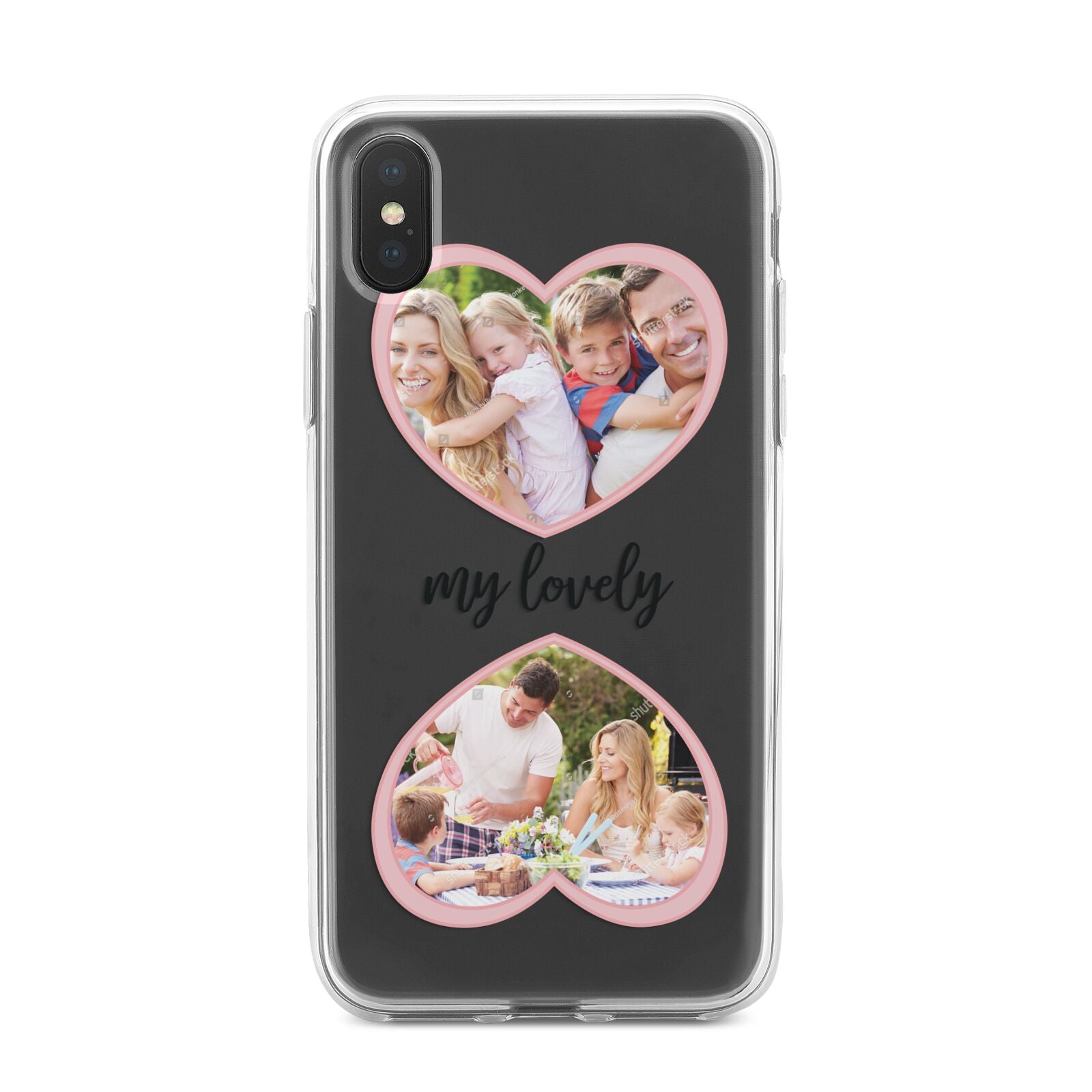 Personalised Multi Photo Hearts iPhone X Bumper Case on Black iPhone Alternative Image 1