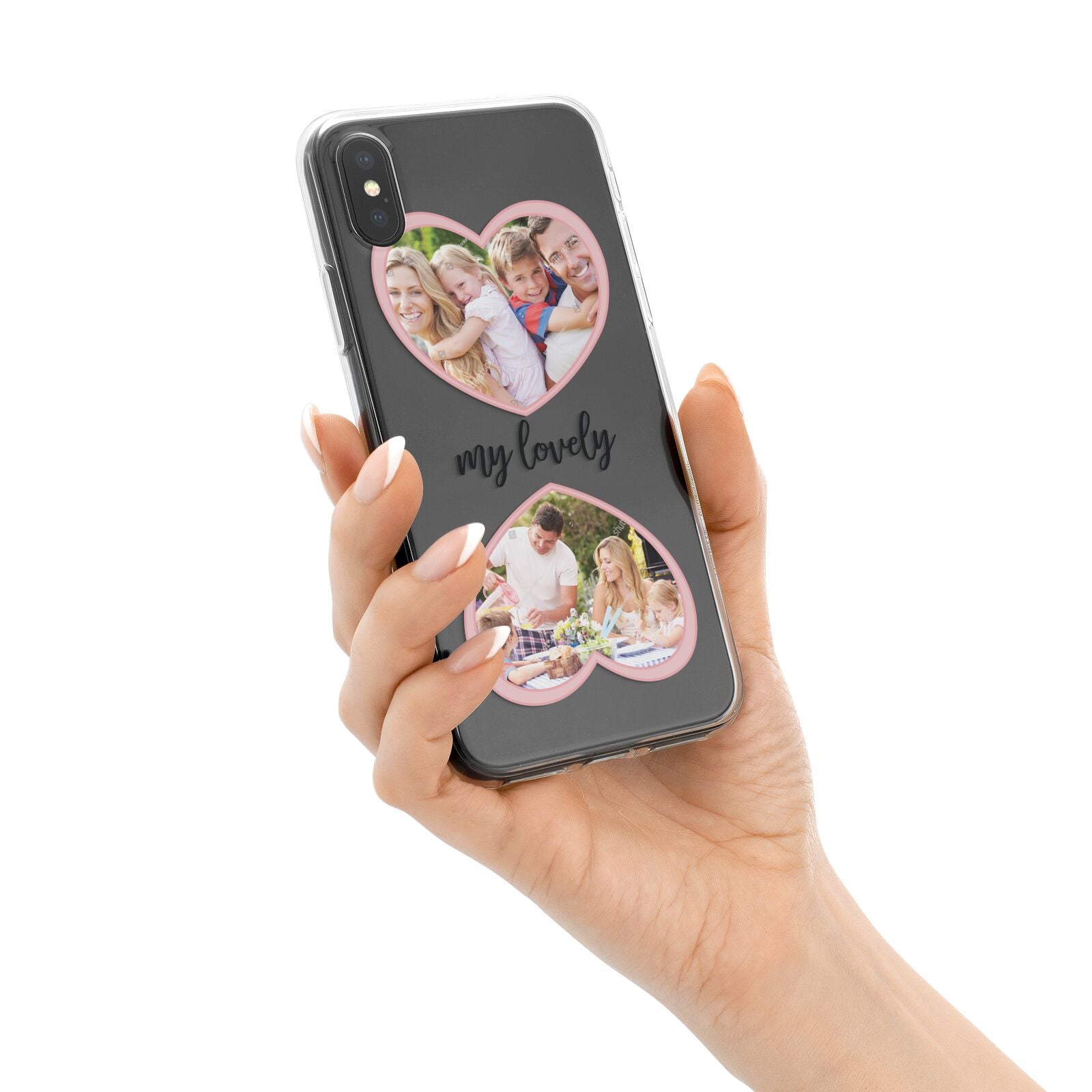 Personalised Multi Photo Hearts iPhone X Bumper Case on Black iPhone Alternative Image 2