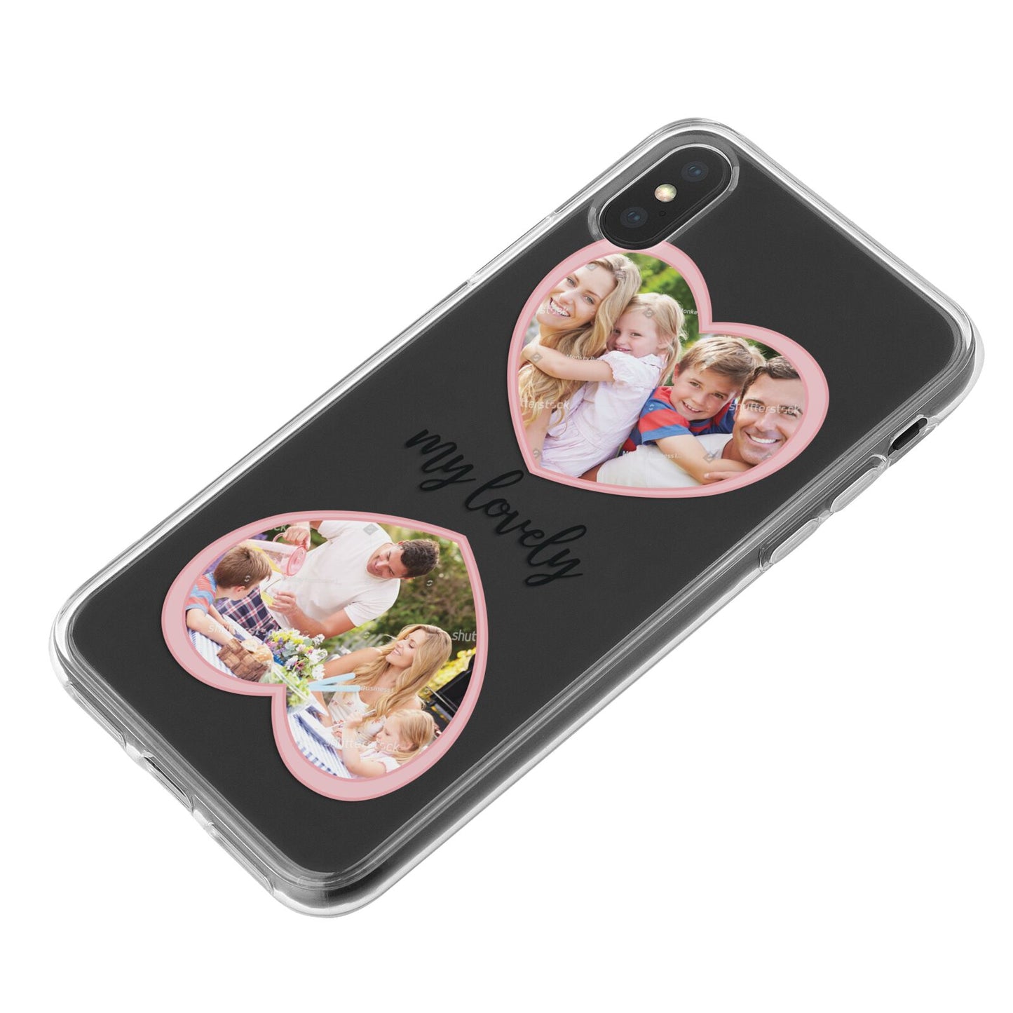 Personalised Multi Photo Hearts iPhone X Bumper Case on Black iPhone