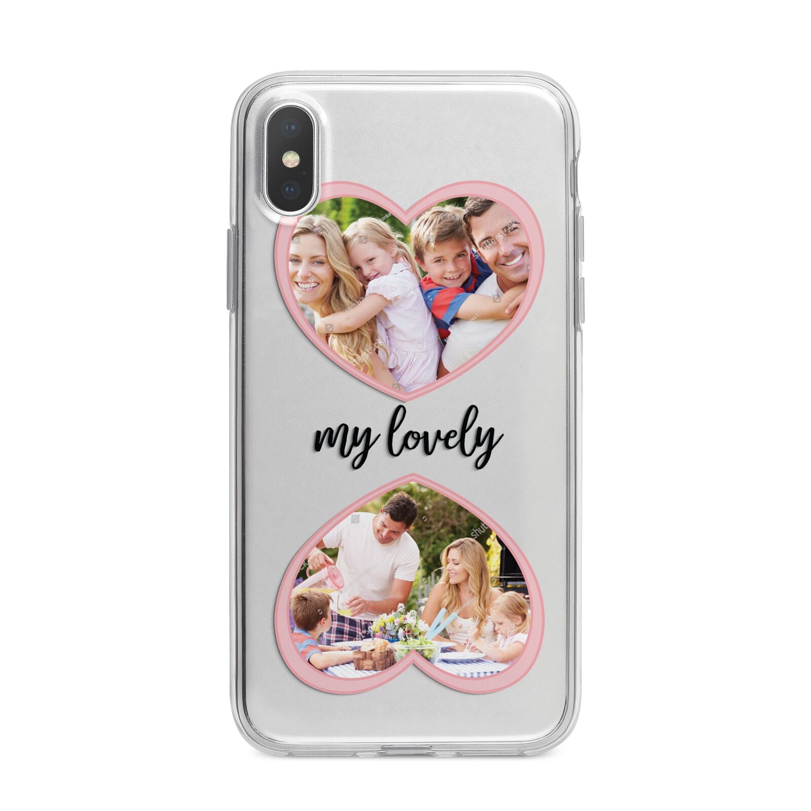 Personalised Multi Photo Hearts iPhone X Bumper Case on Silver iPhone Alternative Image 1