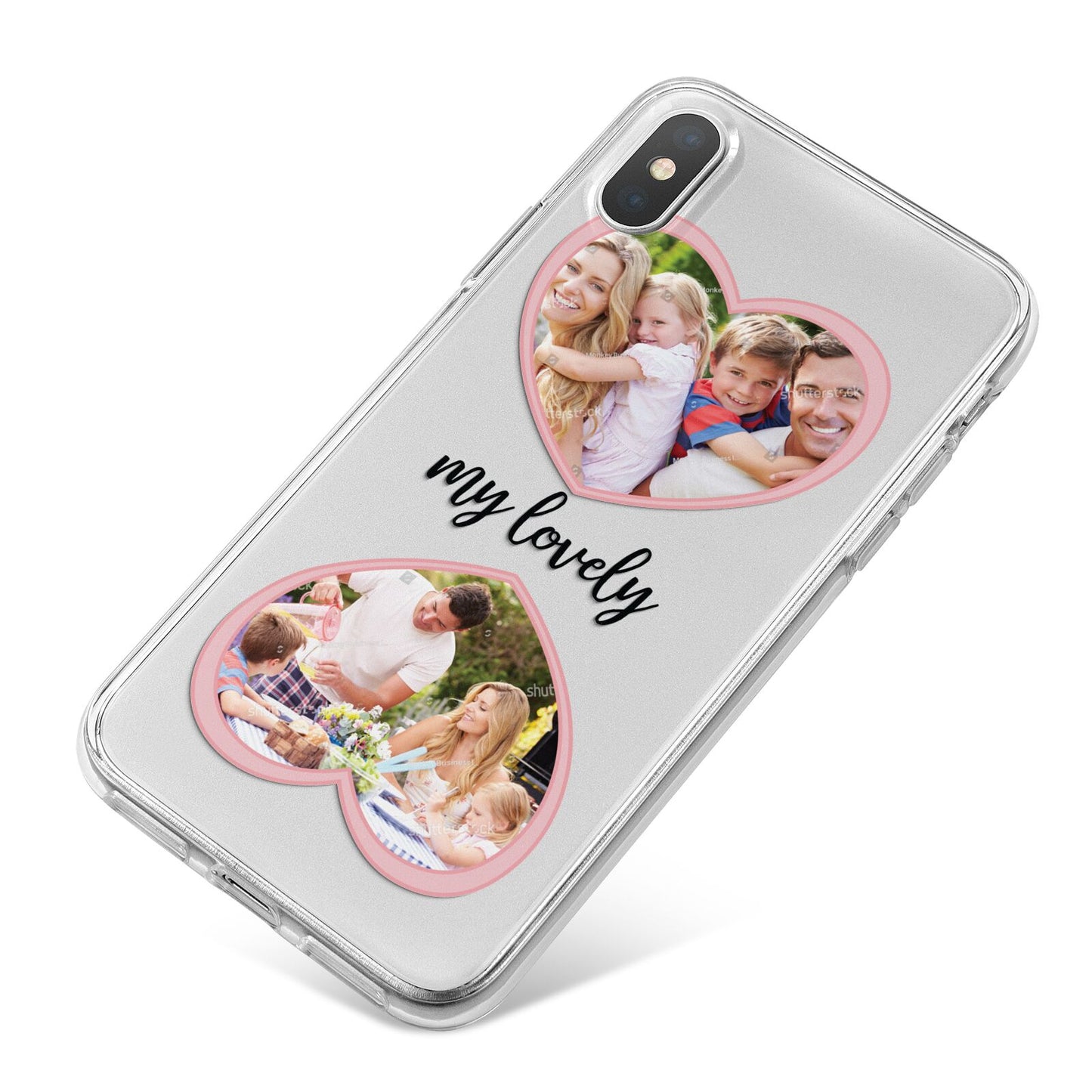 Personalised Multi Photo Hearts iPhone X Bumper Case on Silver iPhone