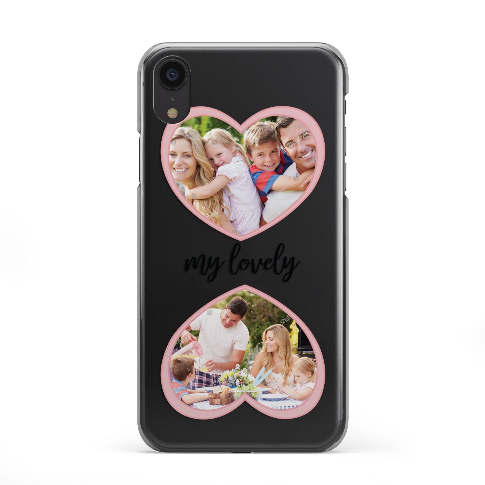 Personalised Multi Photo Hearts iPhone XR 2D Snap Case on Black Phone