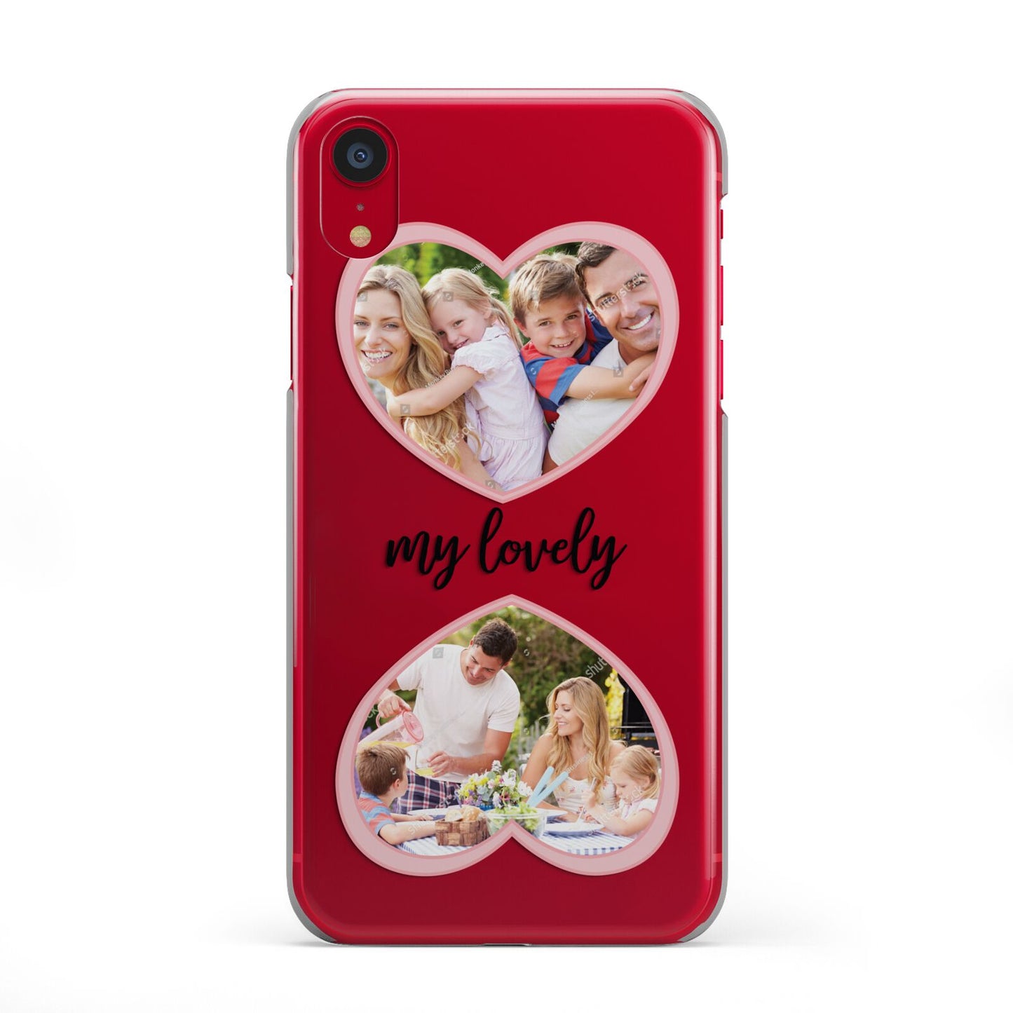 Personalised Multi Photo Hearts iPhone XR 2D Snap Case on Red Phone