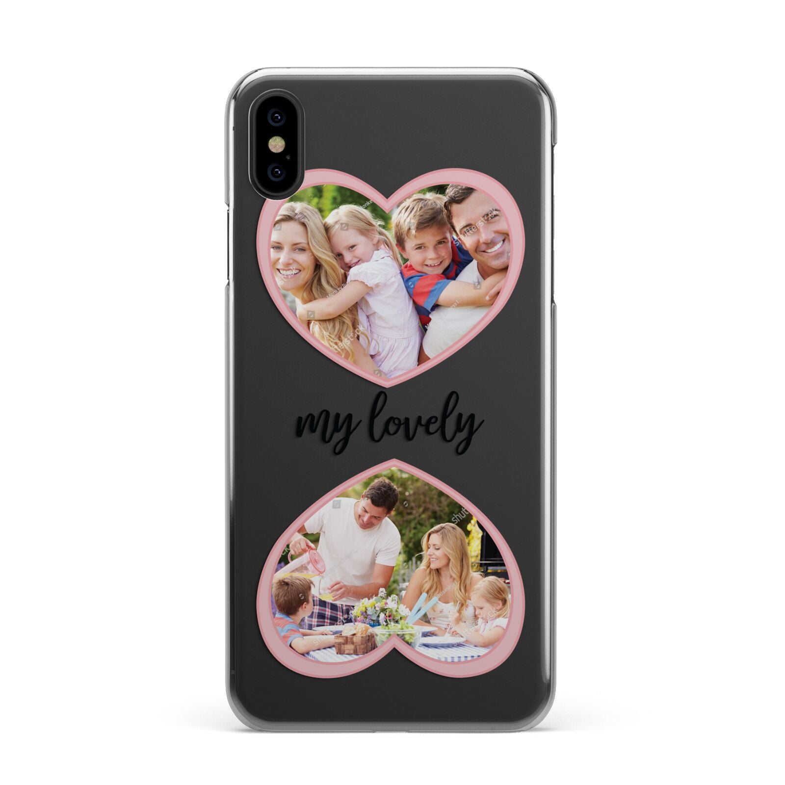 Personalised Multi Photo Hearts iPhone XS Max 2D Snap Case on Black Phone