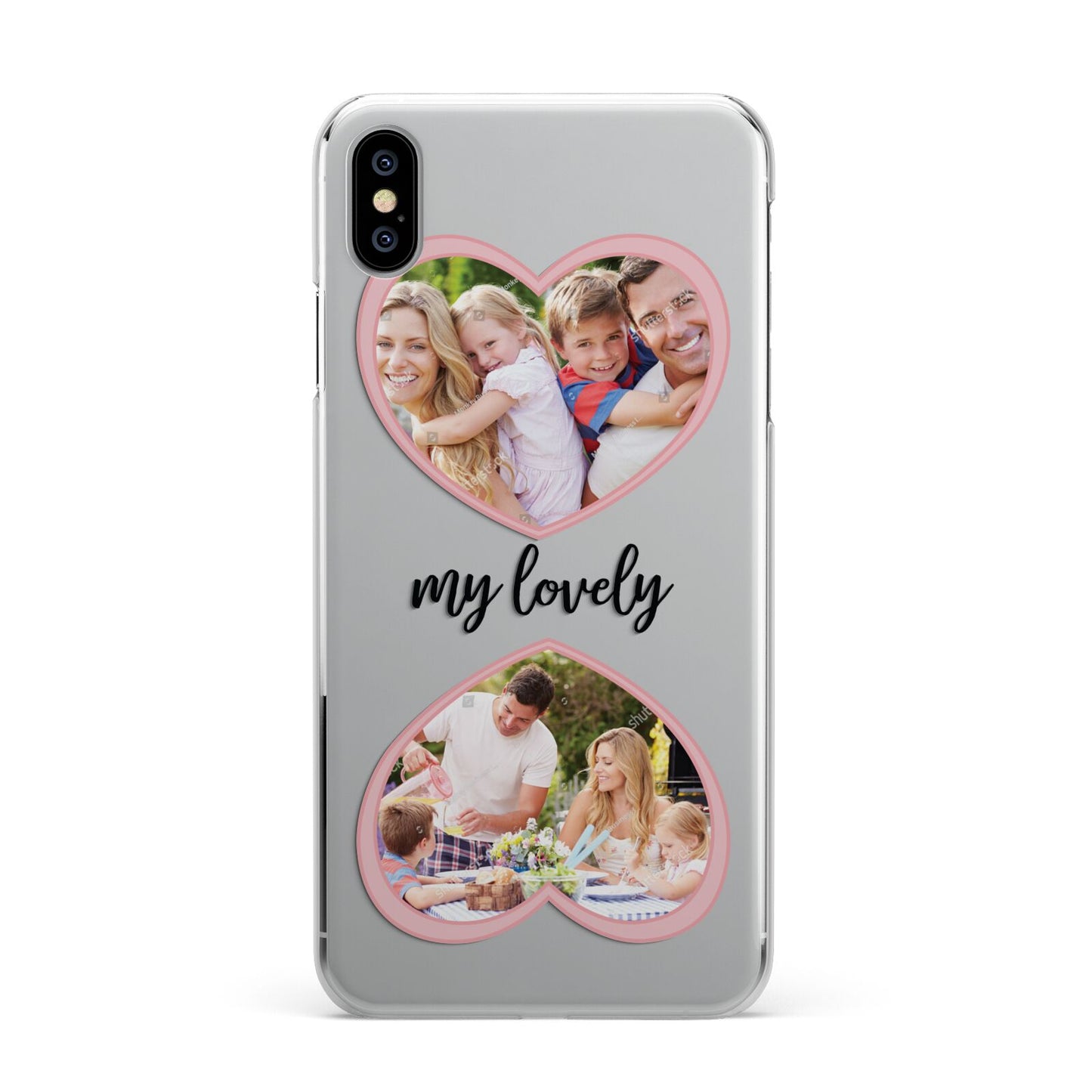 Personalised Multi Photo Hearts iPhone XS Max 2D Snap Case on Silver Phone