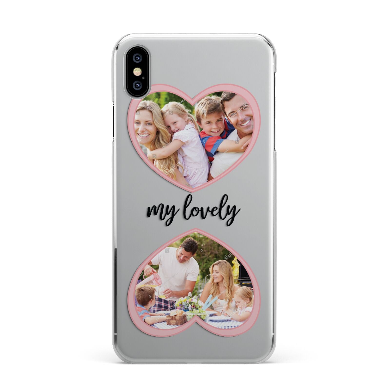 Personalised Multi Photo Hearts iPhone XS Max 2D Snap Case on Silver Phone