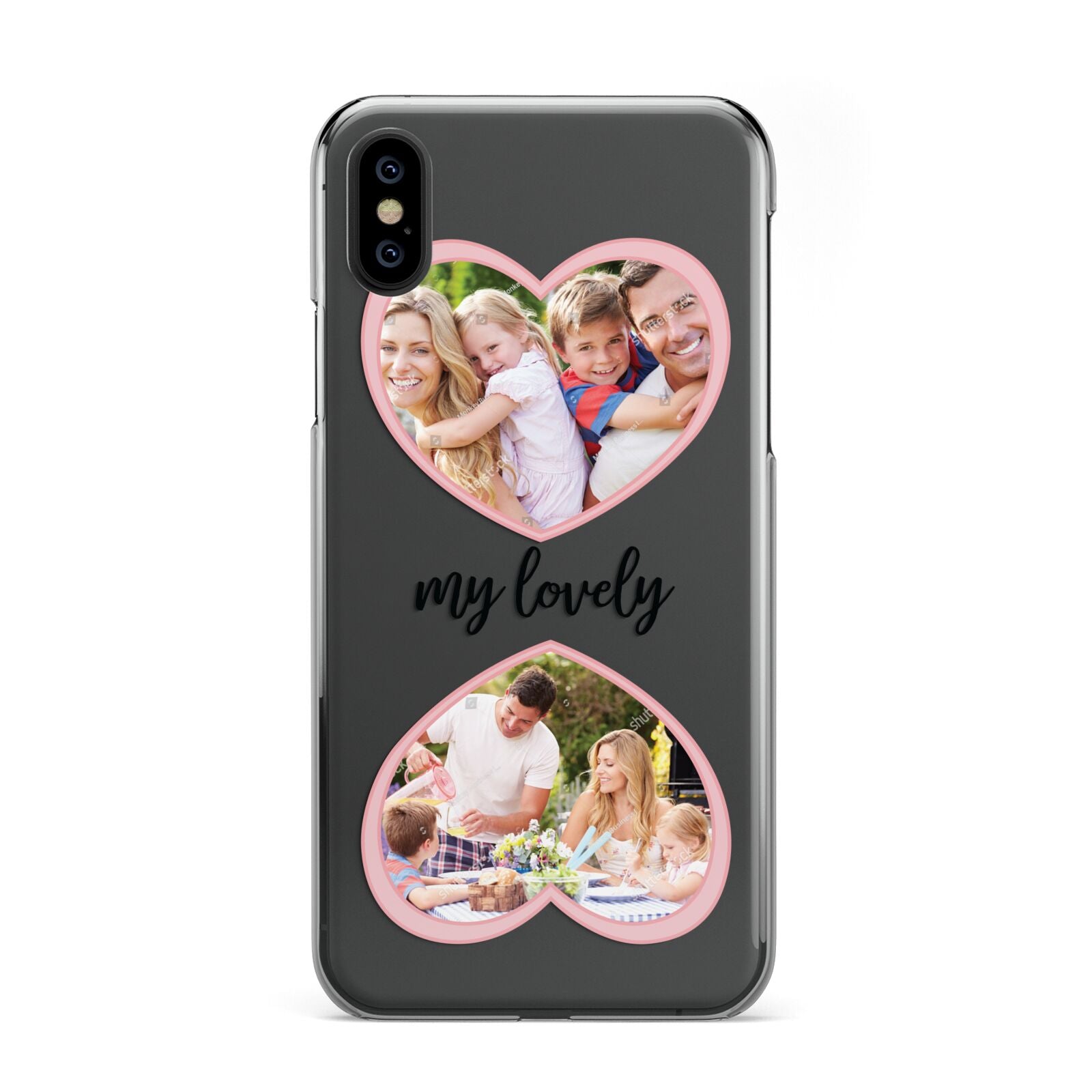 Personalised Multi Photo Hearts iPhone Xs 2D Snap on Black Phone