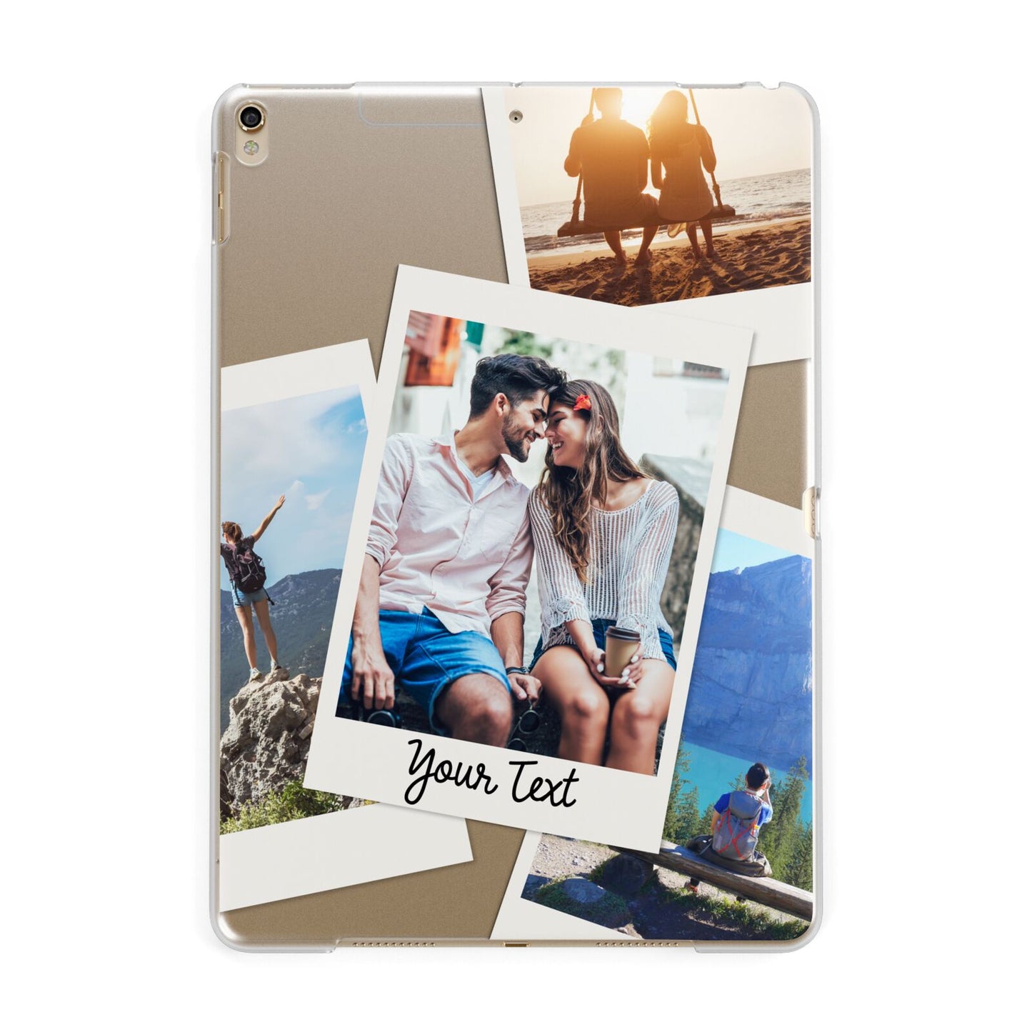 Personalised Multi Photo White Border Apple iPad Gold Case