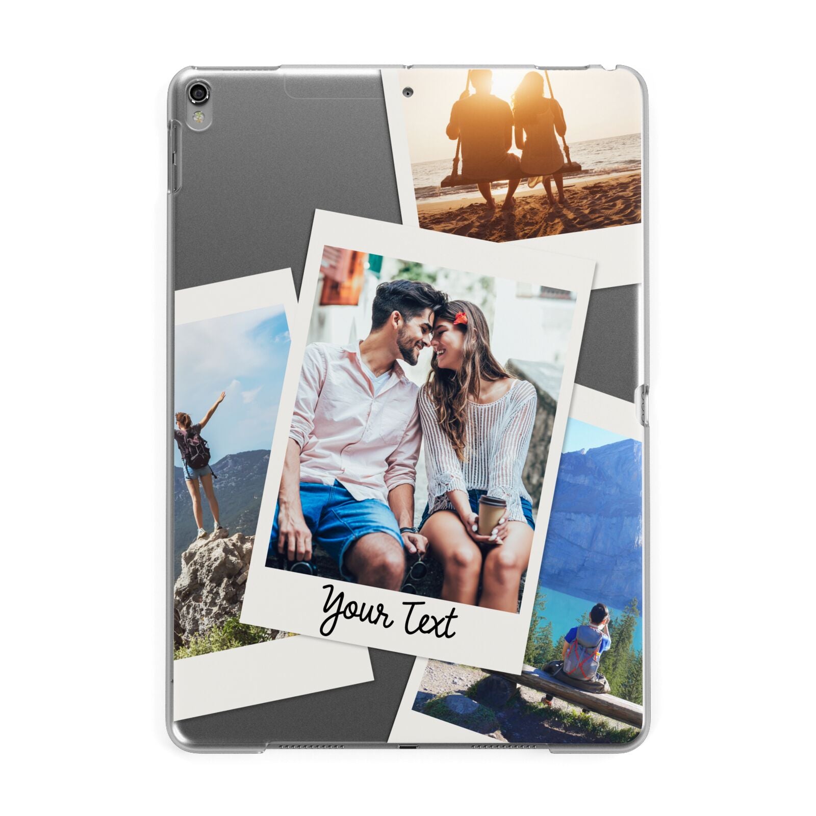 Personalised Multi Photo White Border Apple iPad Grey Case