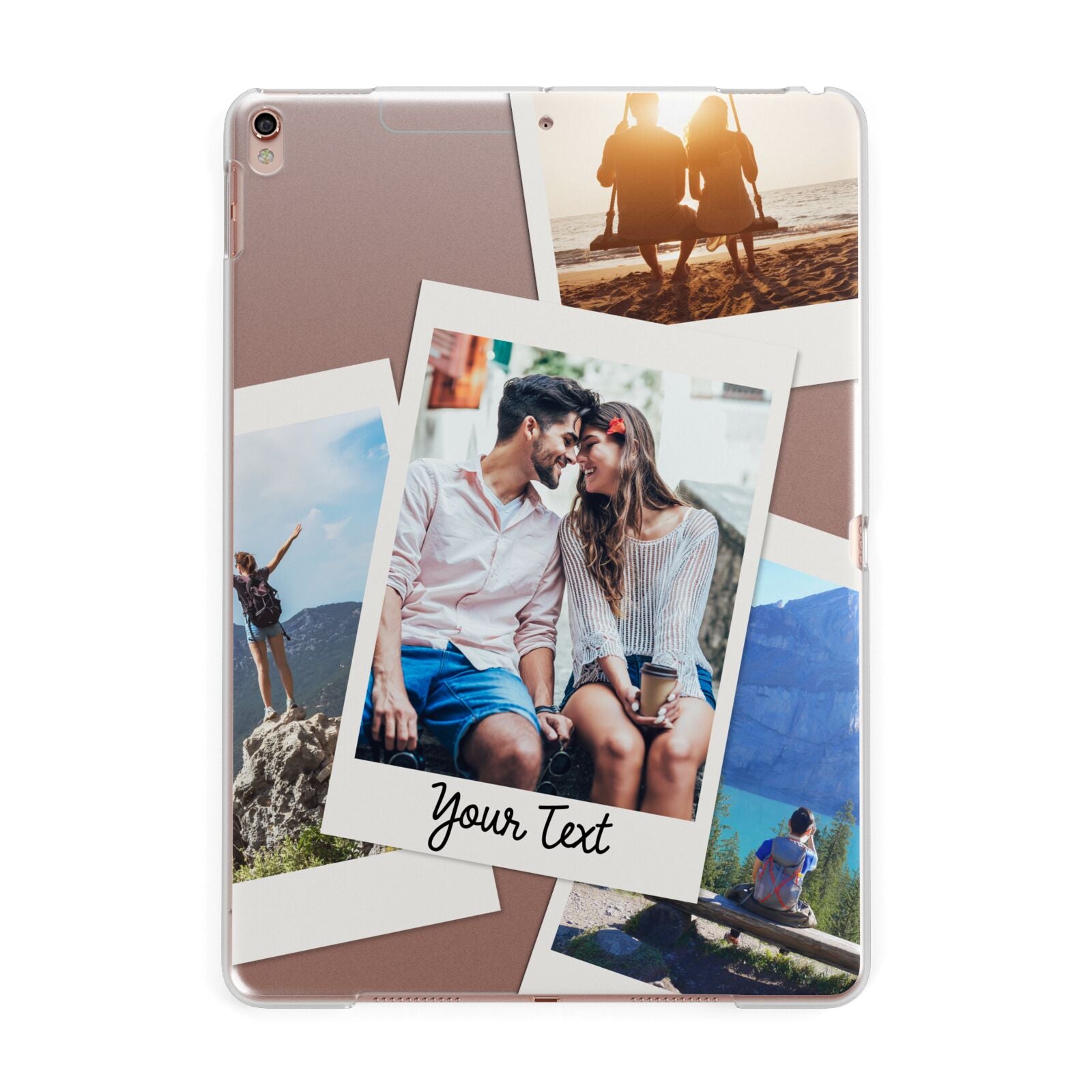 Personalised Multi Photo White Border Apple iPad Rose Gold Case