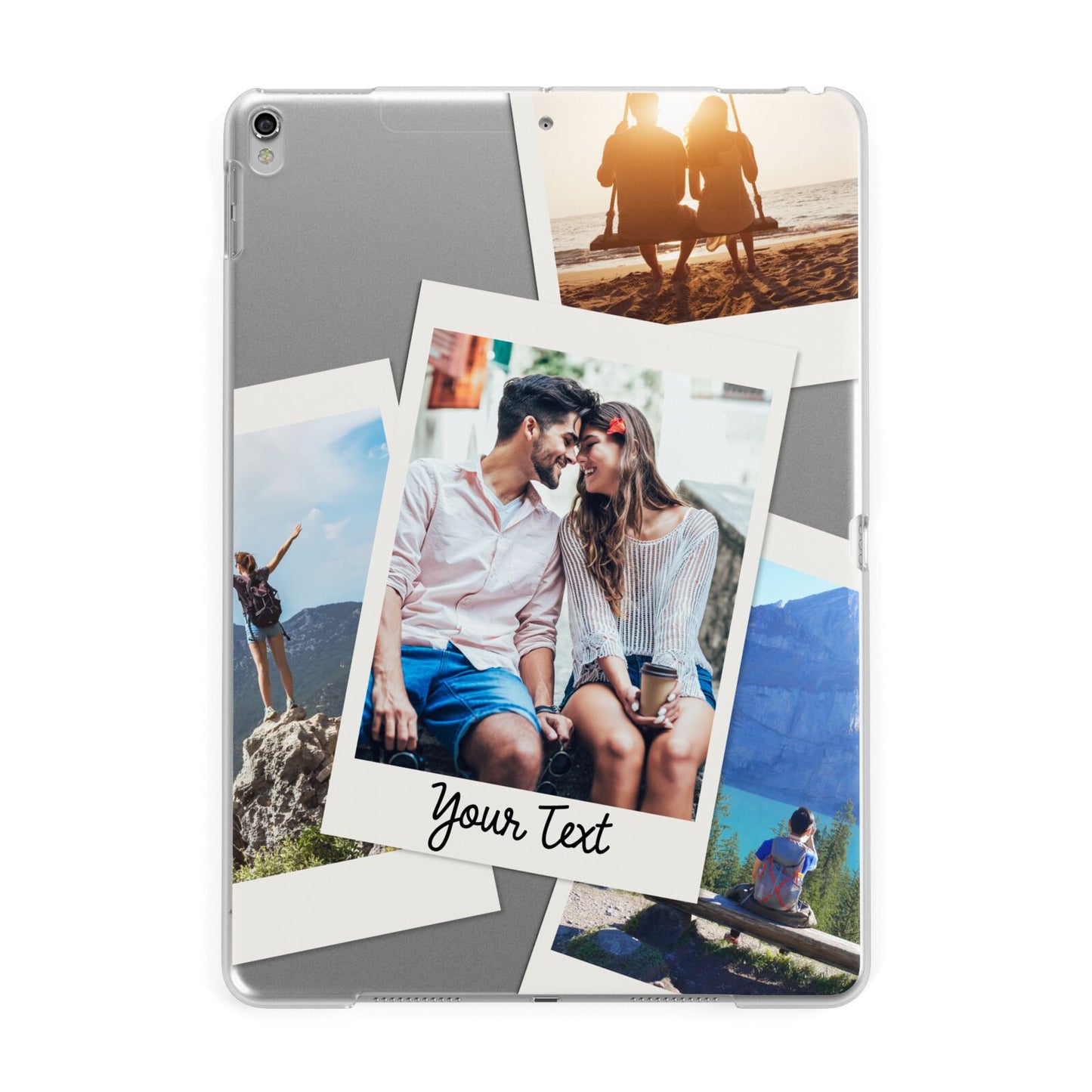 Personalised Multi Photo White Border Apple iPad Silver Case