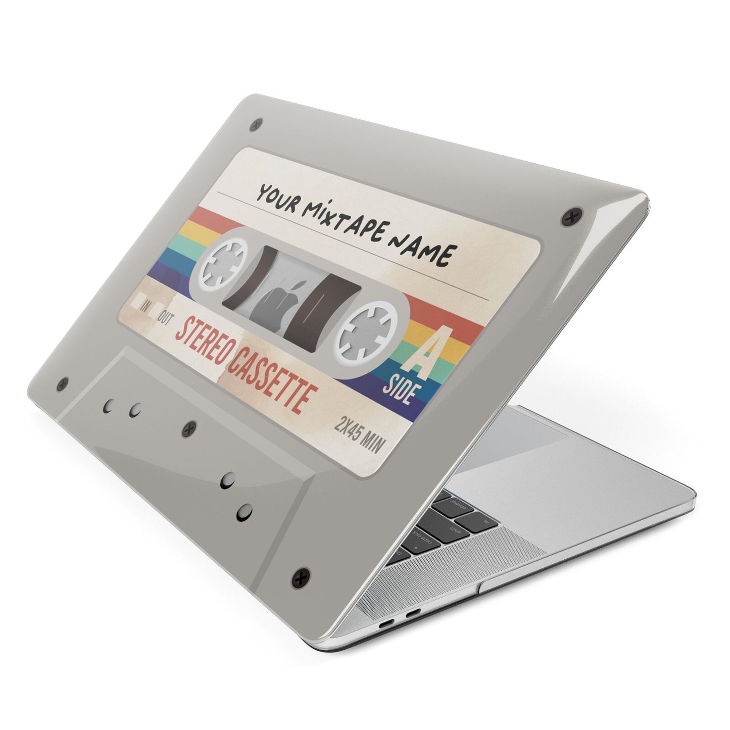 Personalised Multicoloured Mixtape Apple MacBook Case Side View