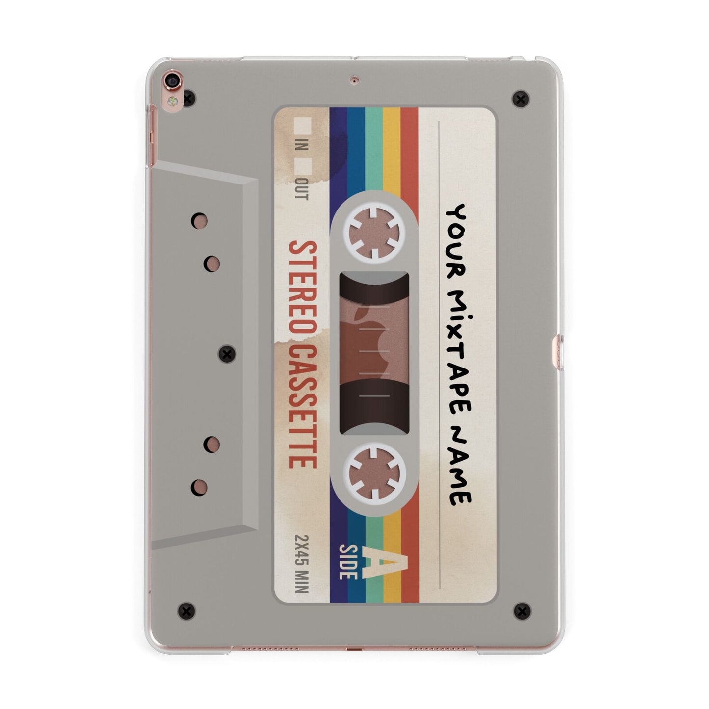 Personalised Multicoloured Mixtape Apple iPad Rose Gold Case