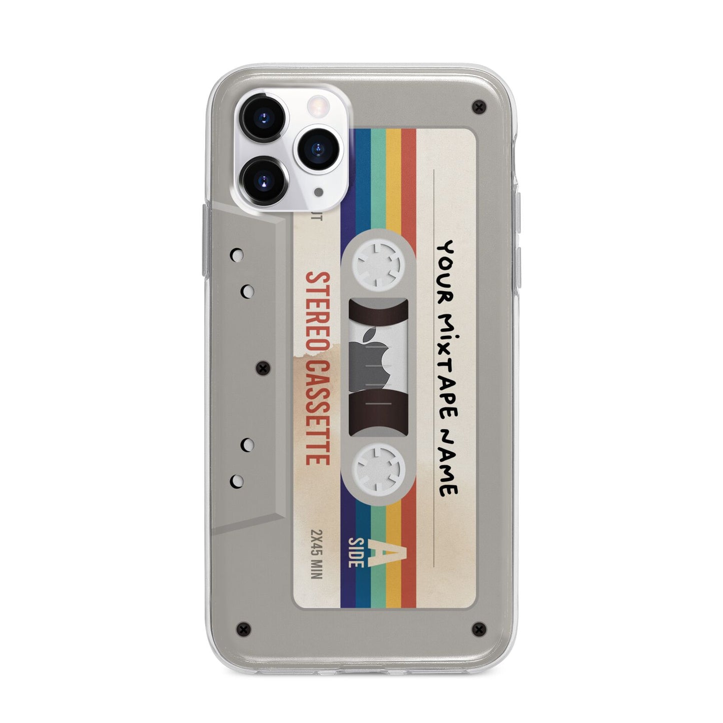 Personalised Multicoloured Mixtape Apple iPhone 11 Pro Max in Silver with Bumper Case