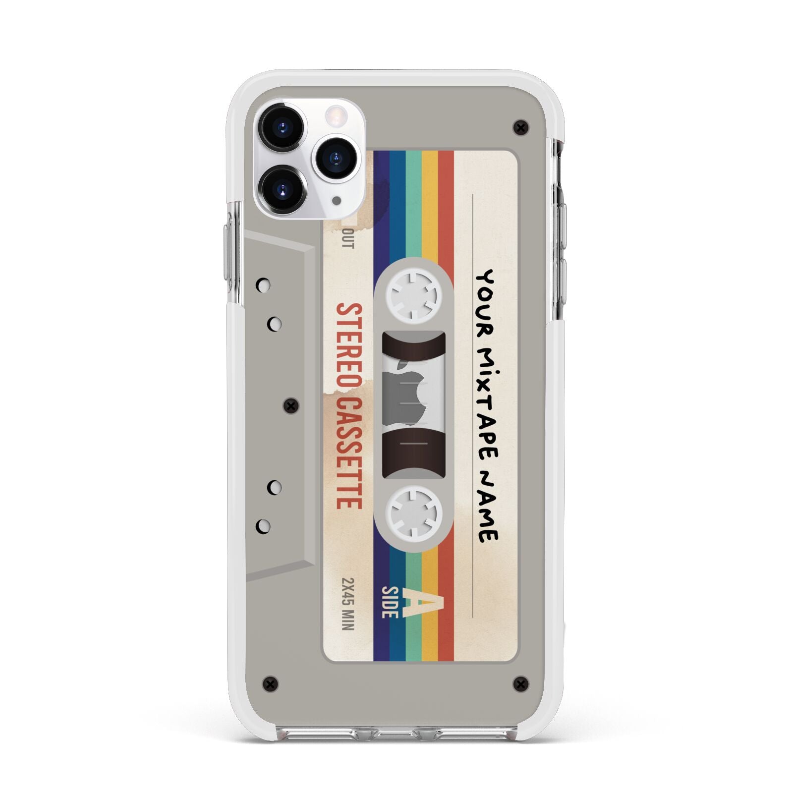 Personalised Multicoloured Mixtape Apple iPhone 11 Pro Max in Silver with White Impact Case