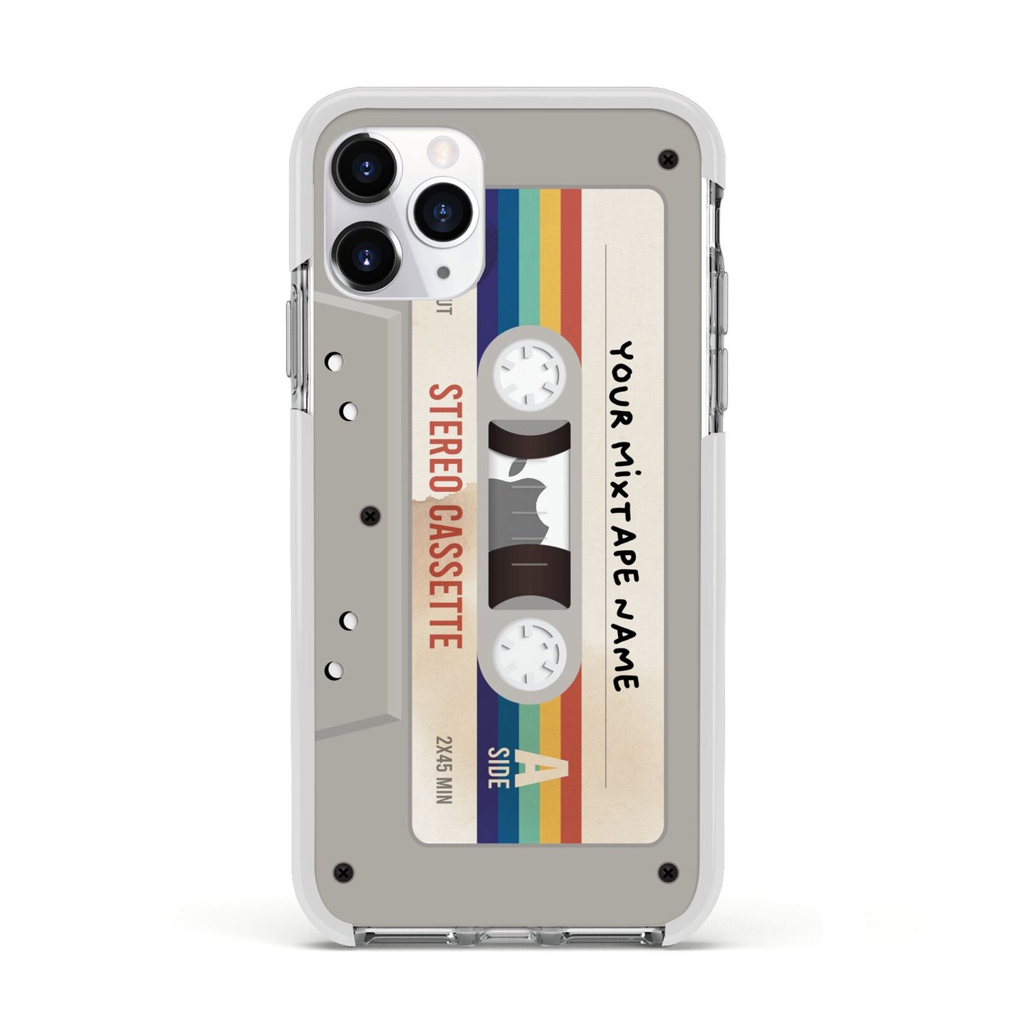 Personalised Multicoloured Mixtape Apple iPhone 11 Pro in Silver with White Impact Case