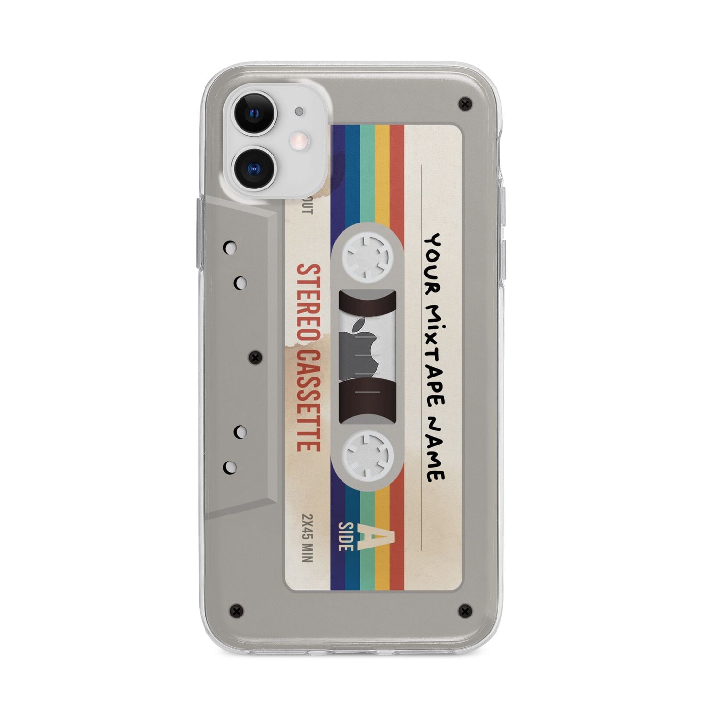 Personalised Multicoloured Mixtape Apple iPhone 11 in White with Bumper Case