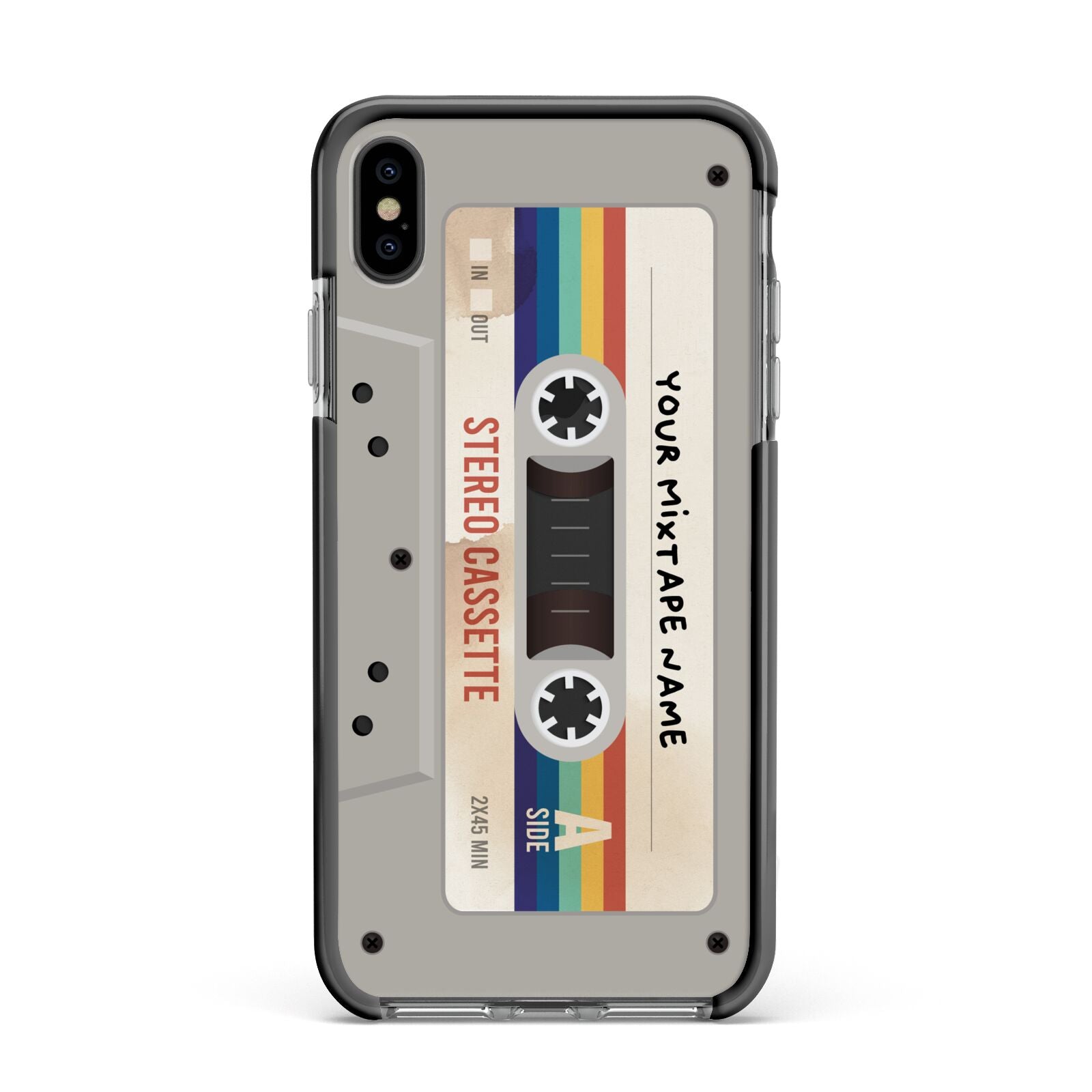 Personalised Multicoloured Mixtape Apple iPhone Xs Max Impact Case Black Edge on Black Phone