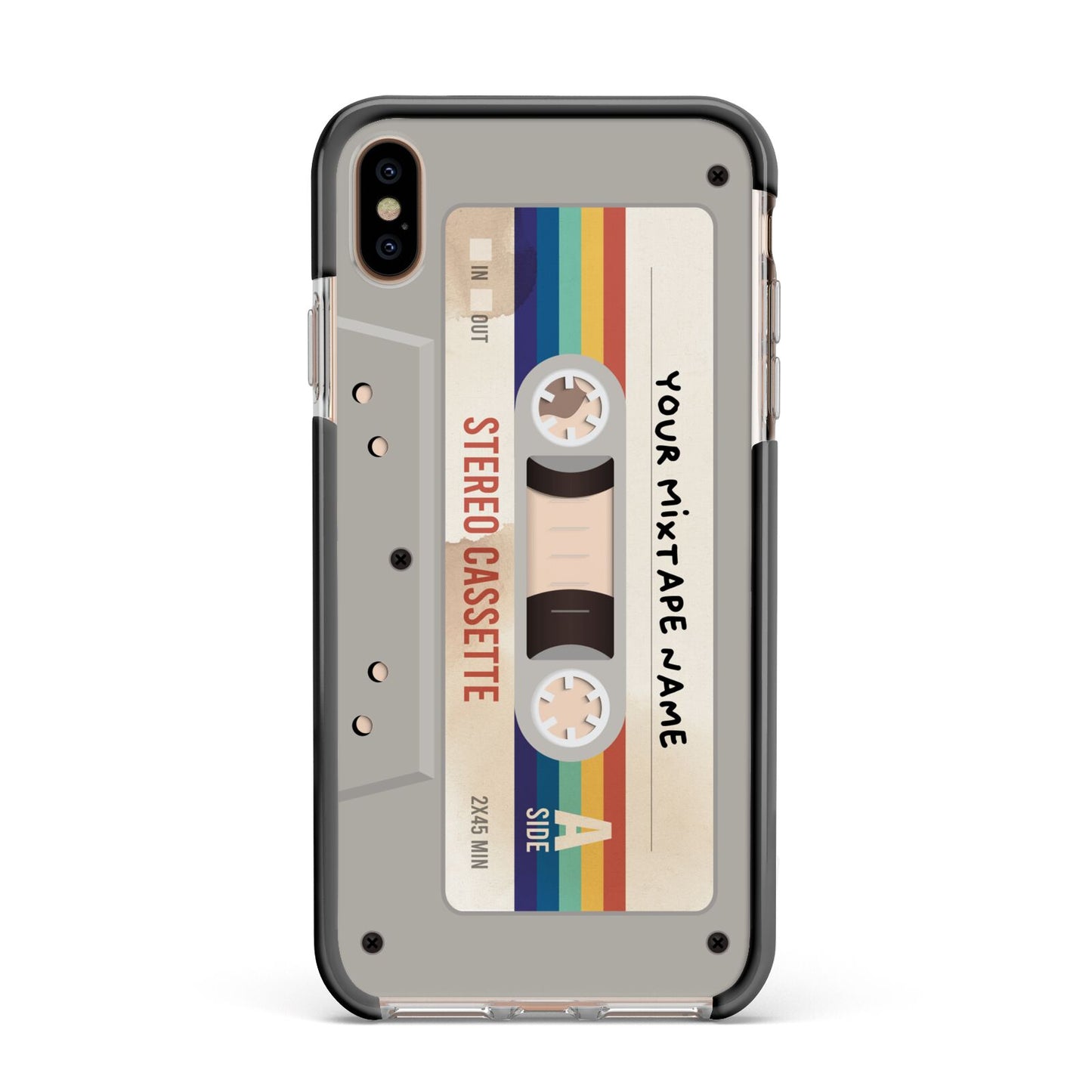 Personalised Multicoloured Mixtape Apple iPhone Xs Max Impact Case Black Edge on Gold Phone