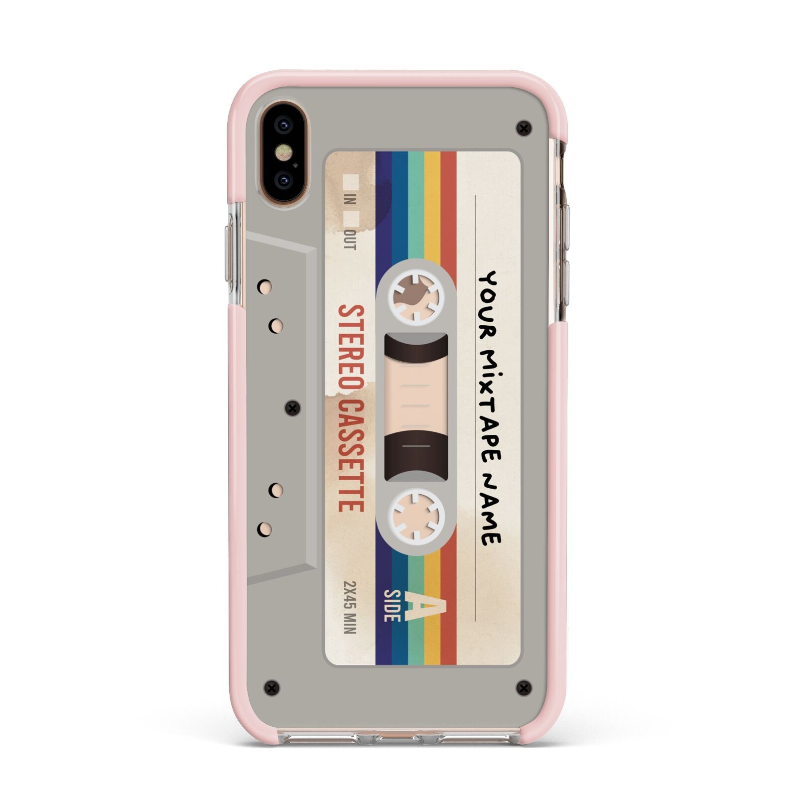 Personalised Multicoloured Mixtape Apple iPhone Xs Max Impact Case Pink Edge on Gold Phone