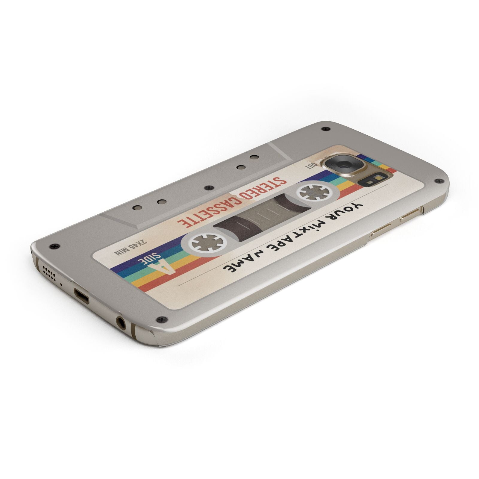 Personalised Multicoloured Mixtape Protective Samsung Galaxy Case Angled Image