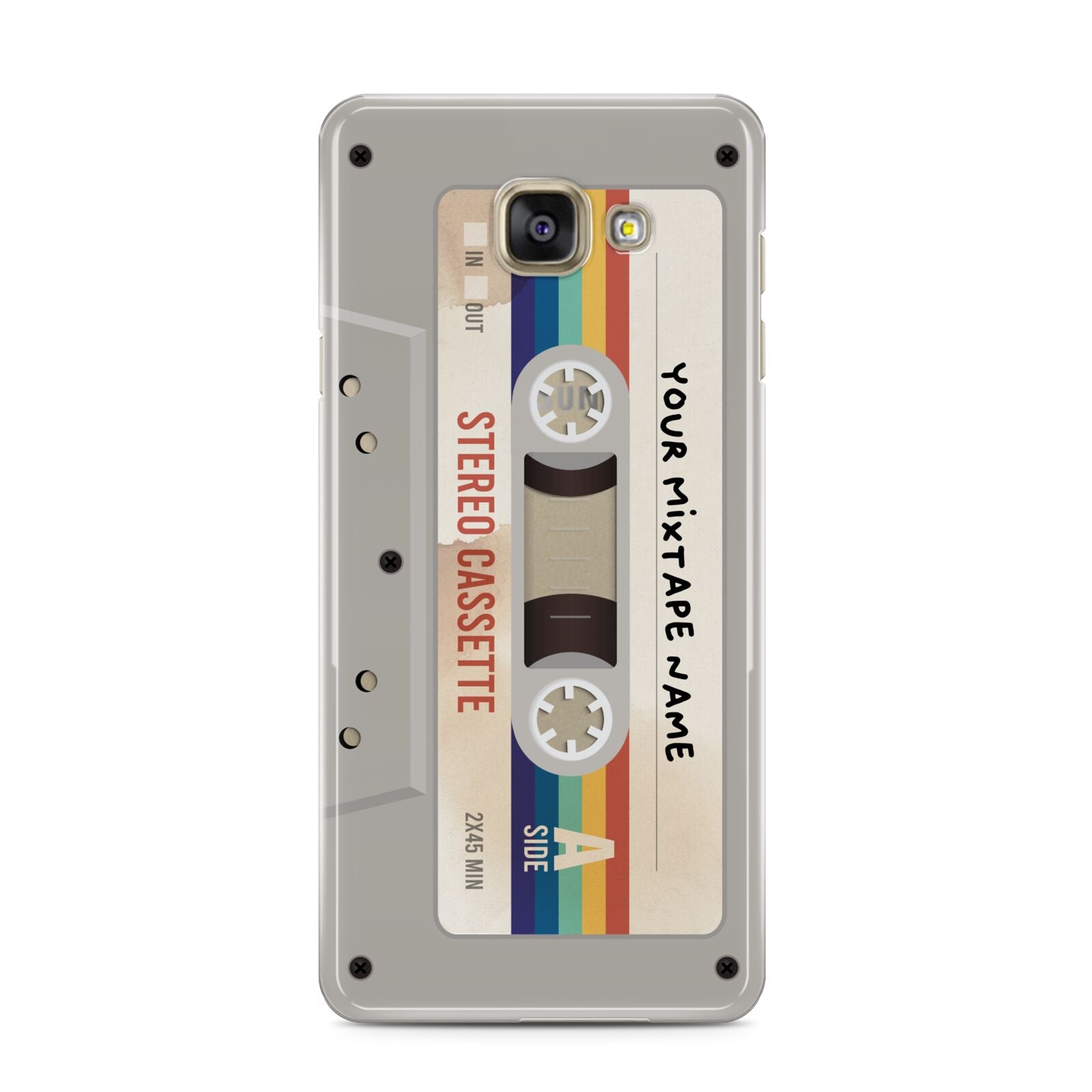 Personalised Multicoloured Mixtape Samsung Galaxy A3 2016 Case on gold phone