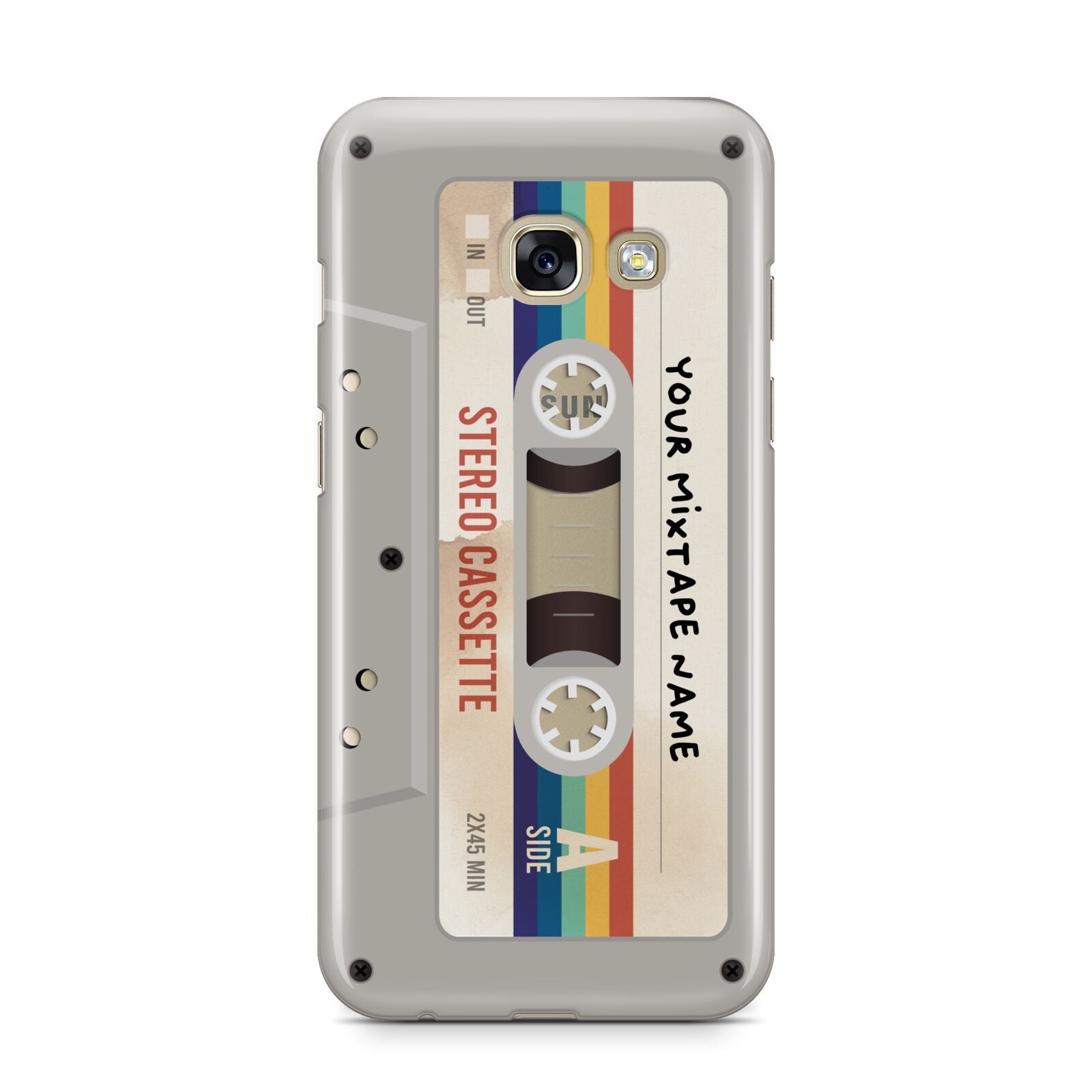 Personalised Multicoloured Mixtape Samsung Galaxy A3 2017 Case on gold phone