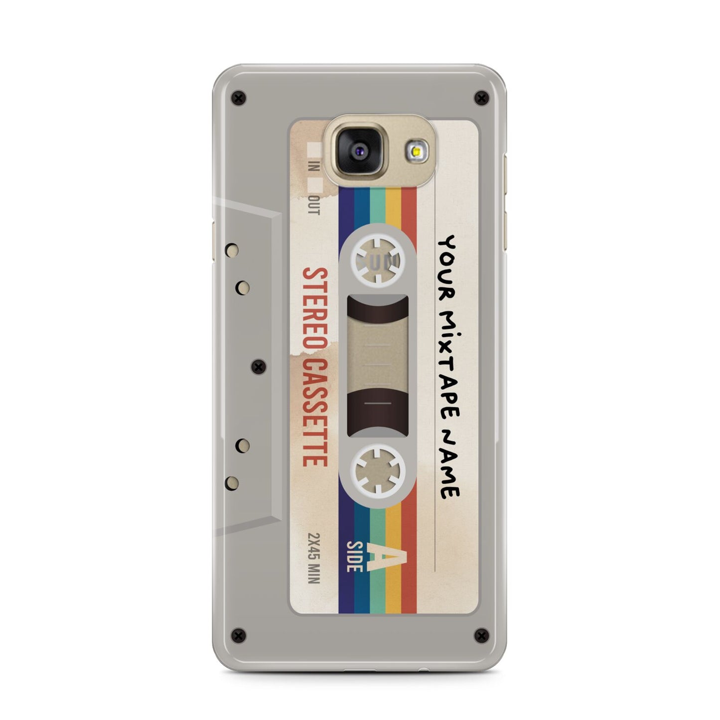 Personalised Multicoloured Mixtape Samsung Galaxy A7 2016 Case on gold phone