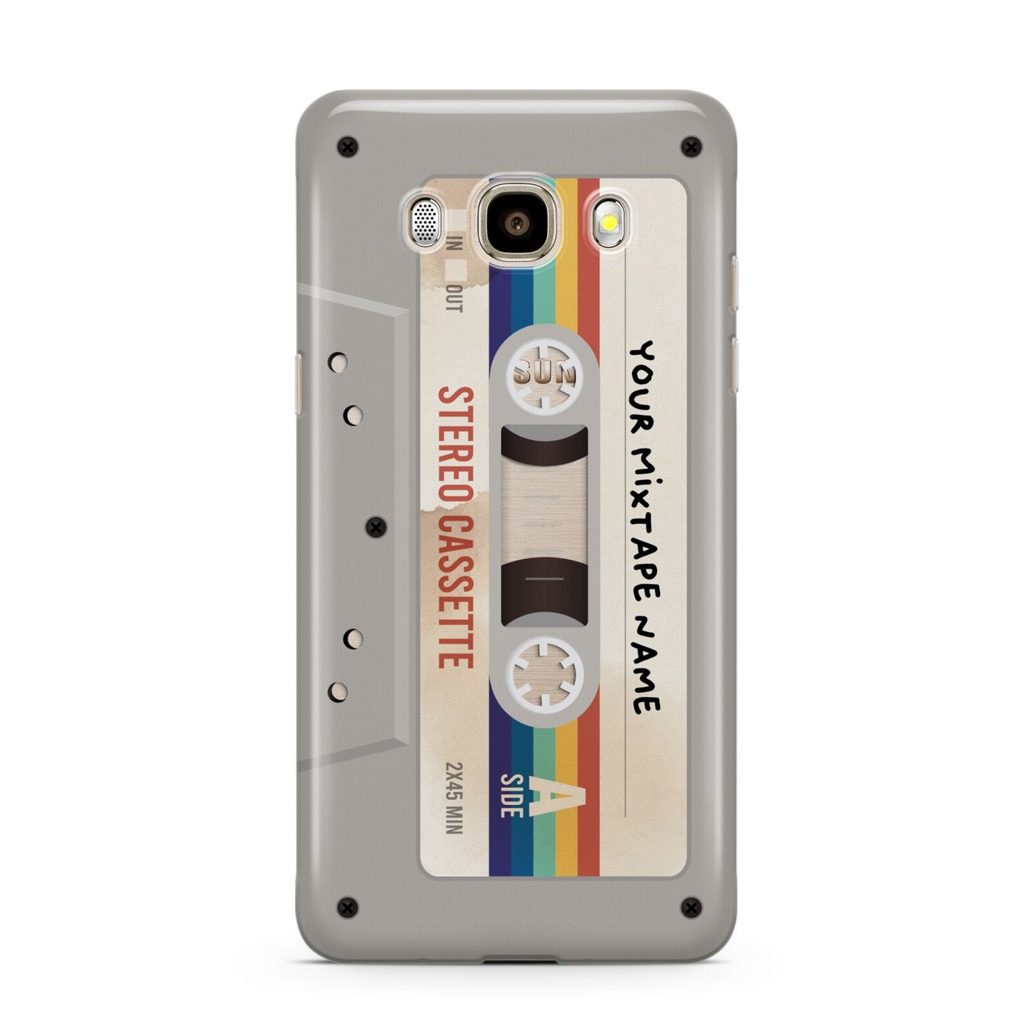 Personalised Multicoloured Mixtape Samsung Galaxy J7 2016 Case on gold phone