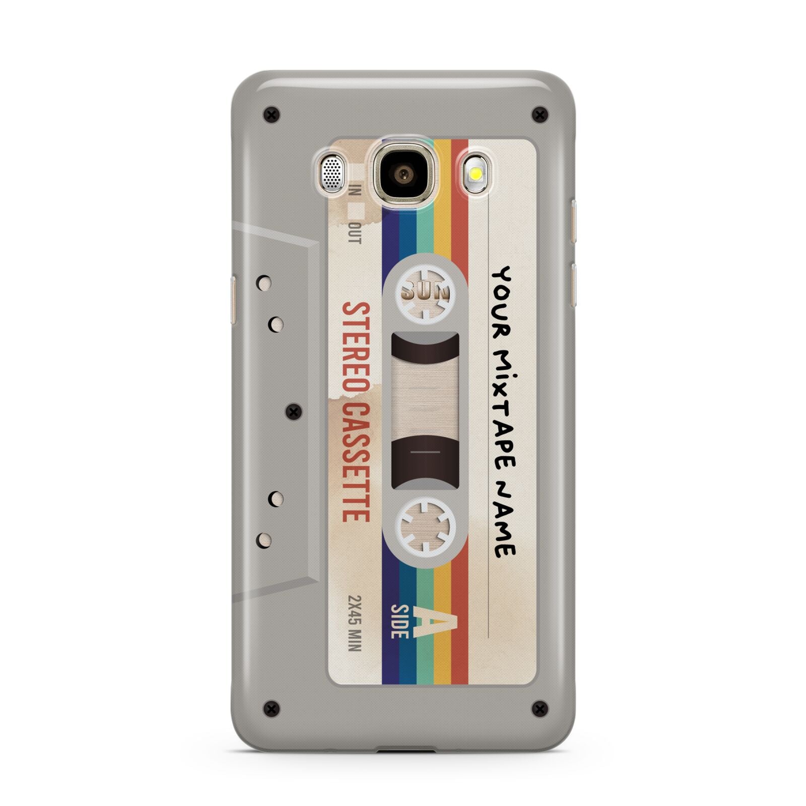 Personalised Multicoloured Mixtape Samsung Galaxy J7 2016 Case on gold phone