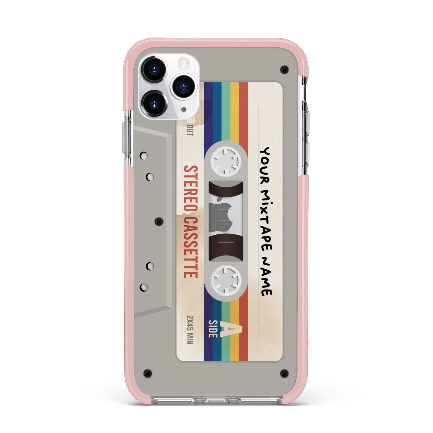 Personalised Multicoloured Mixtape iPhone 11 Pro Max Impact Pink Edge Case