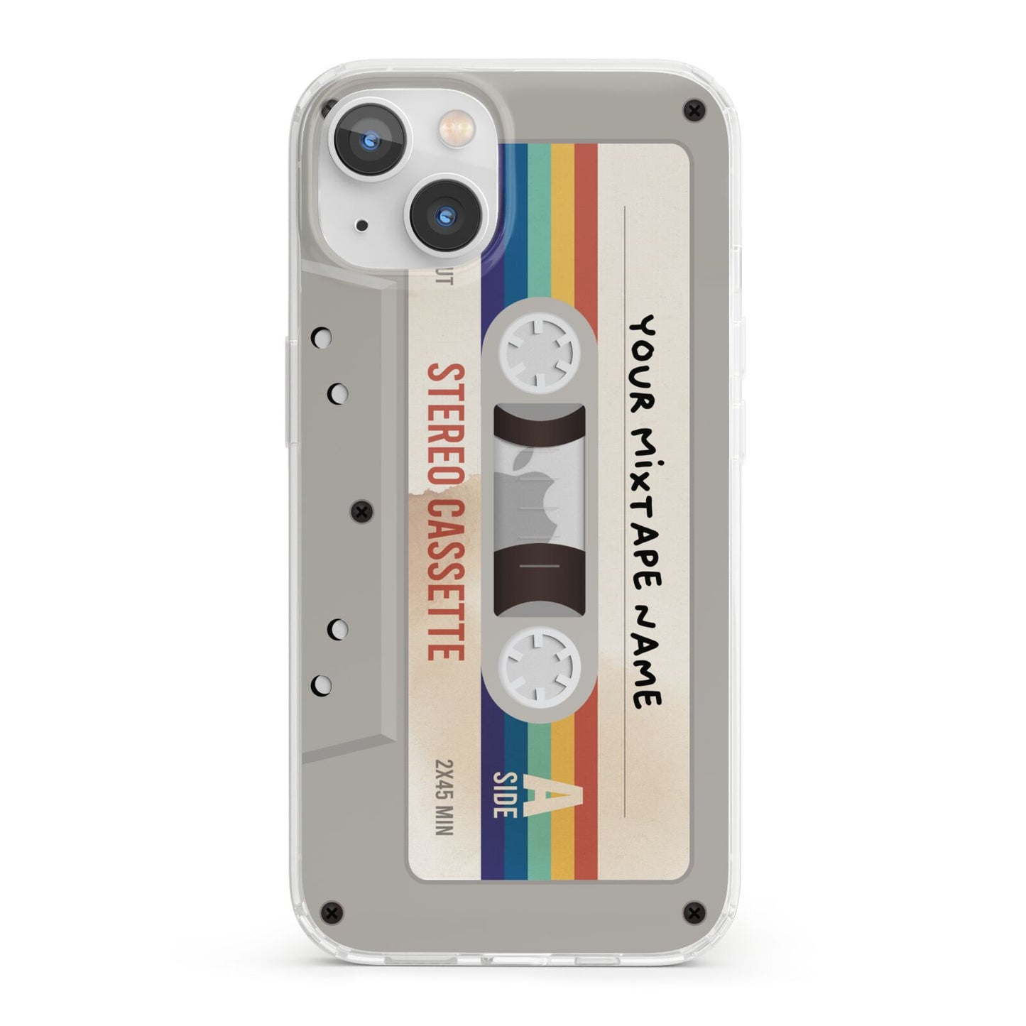 Personalised Multicoloured Mixtape iPhone 13 Clear Bumper Case